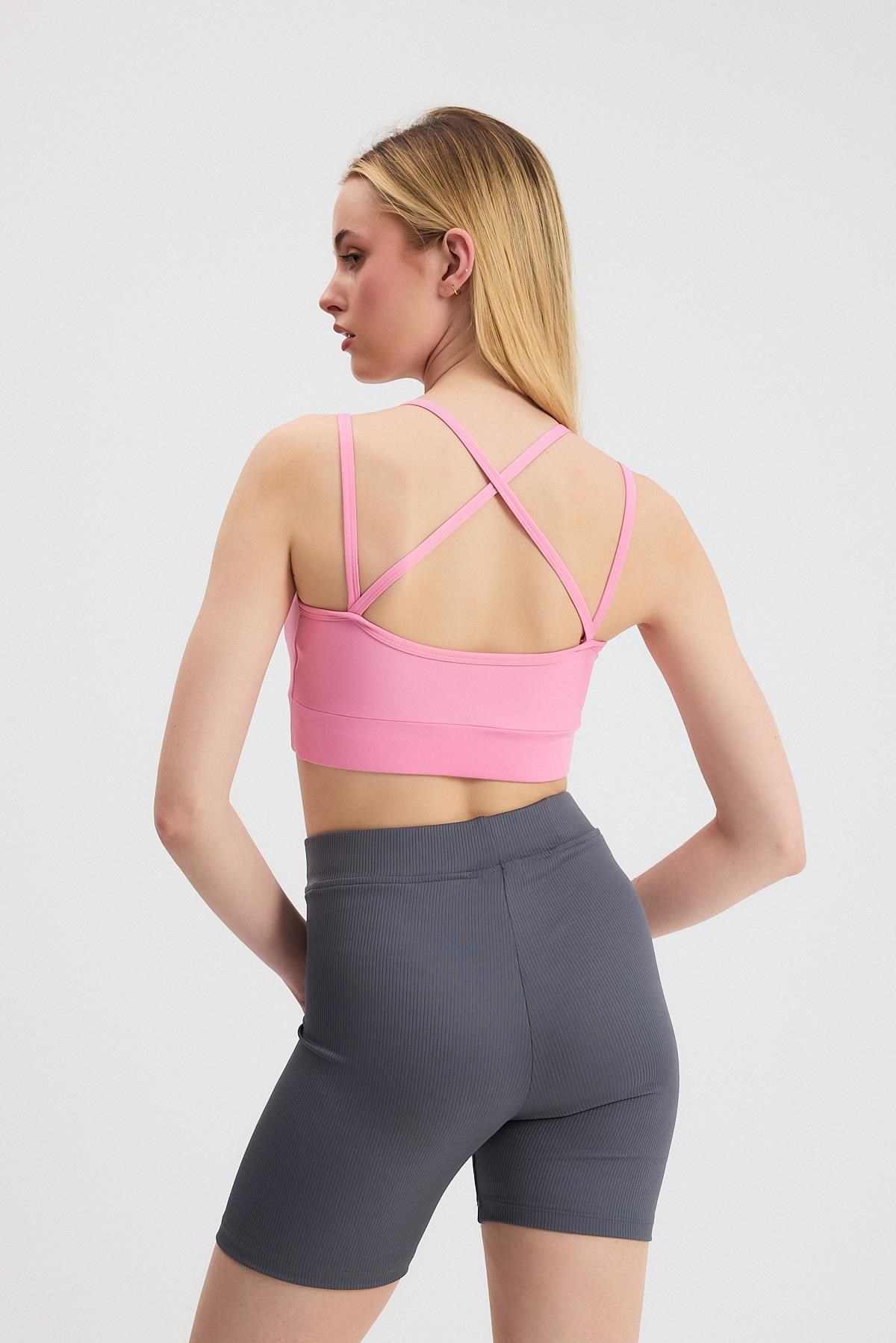 Pembe Arka Çapraz Büstiyer 3005