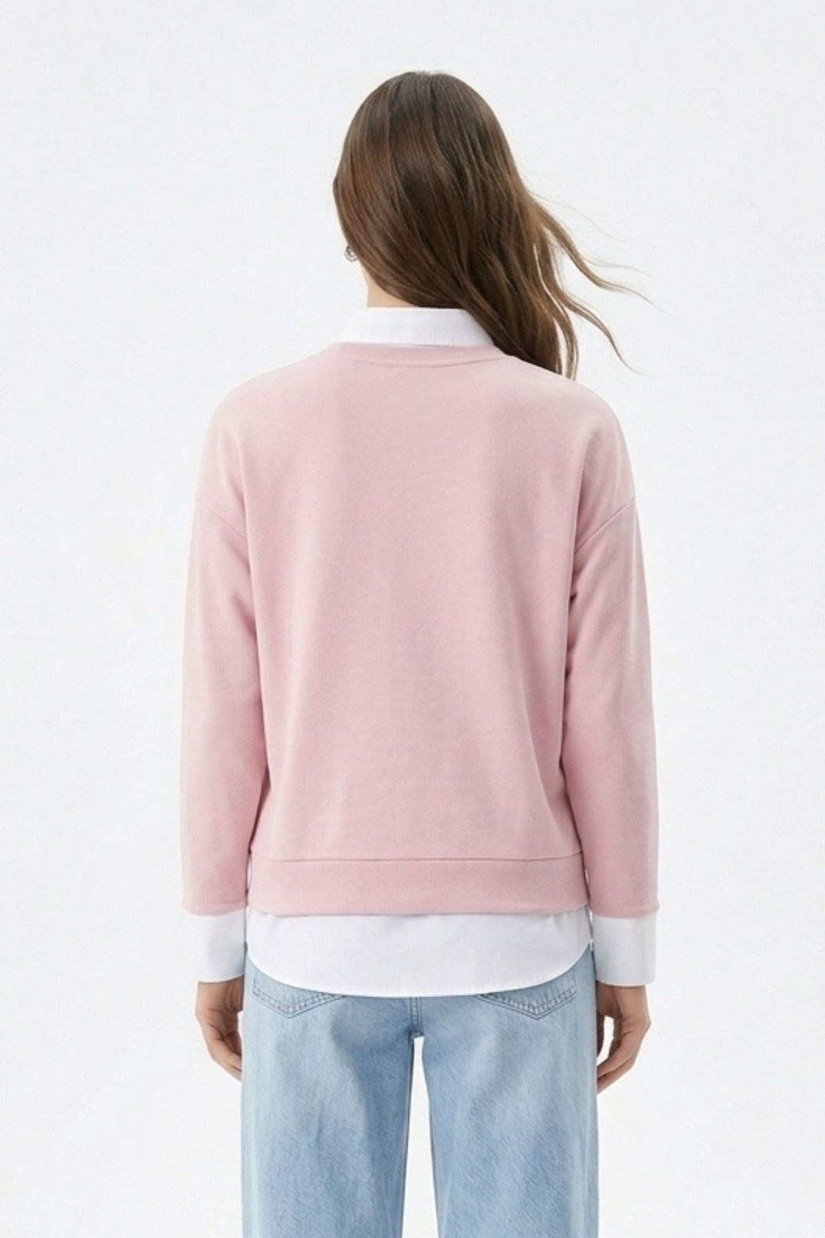 Pembe Bisiklet Yaka Garnili Bluz 8375