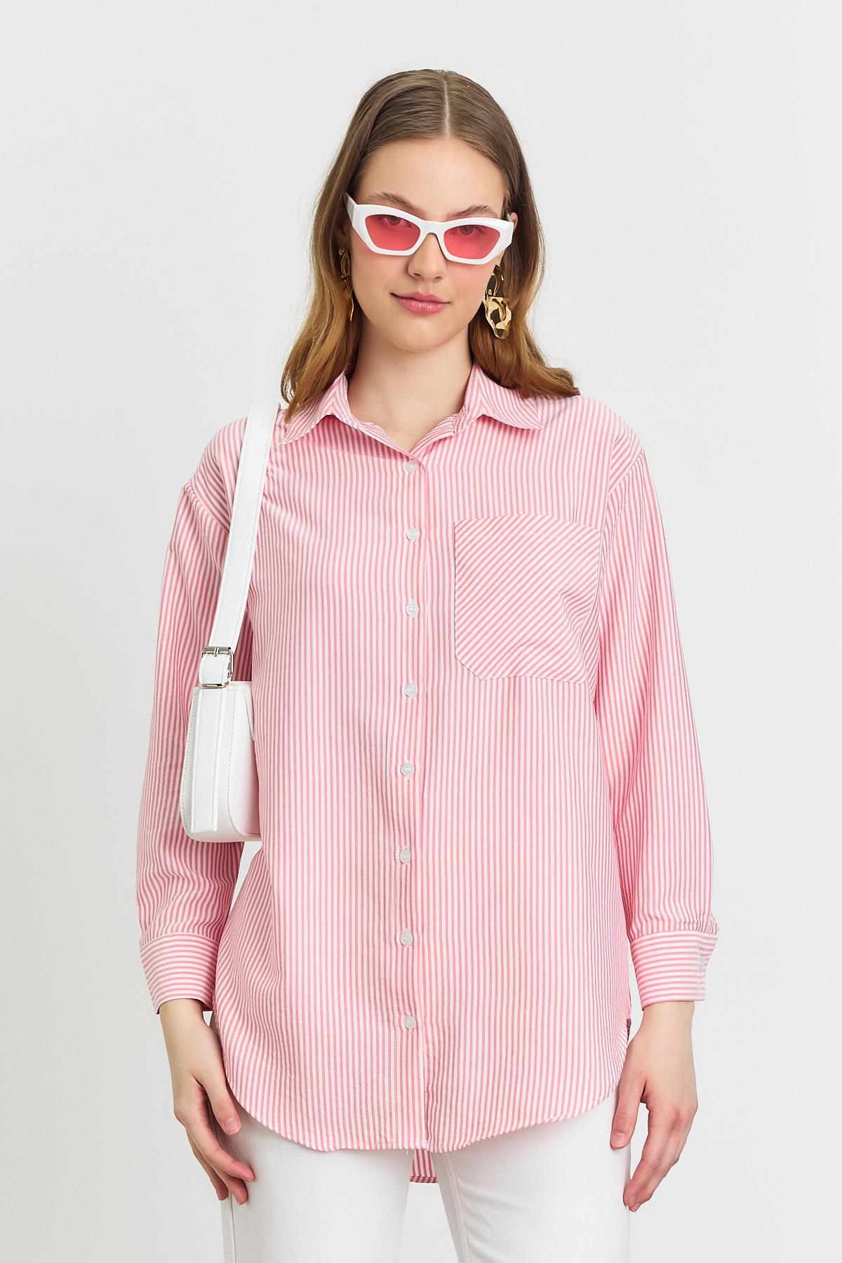 Pembe Çizgili Gömlek 4360A