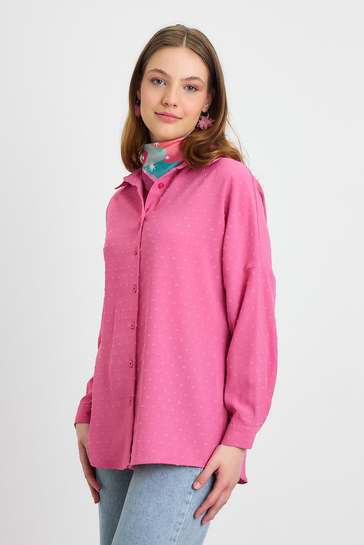 Pembe Desenli Salaş Gömlek 4635A