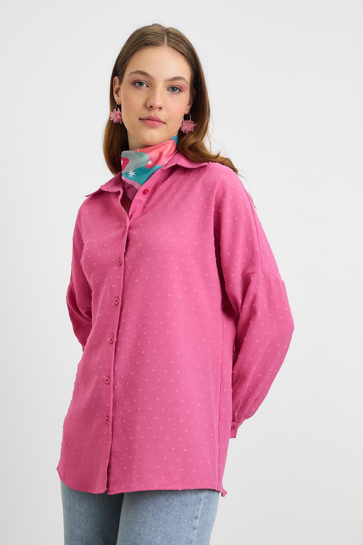 Pembe Desenli Salaş Gömlek 4635A