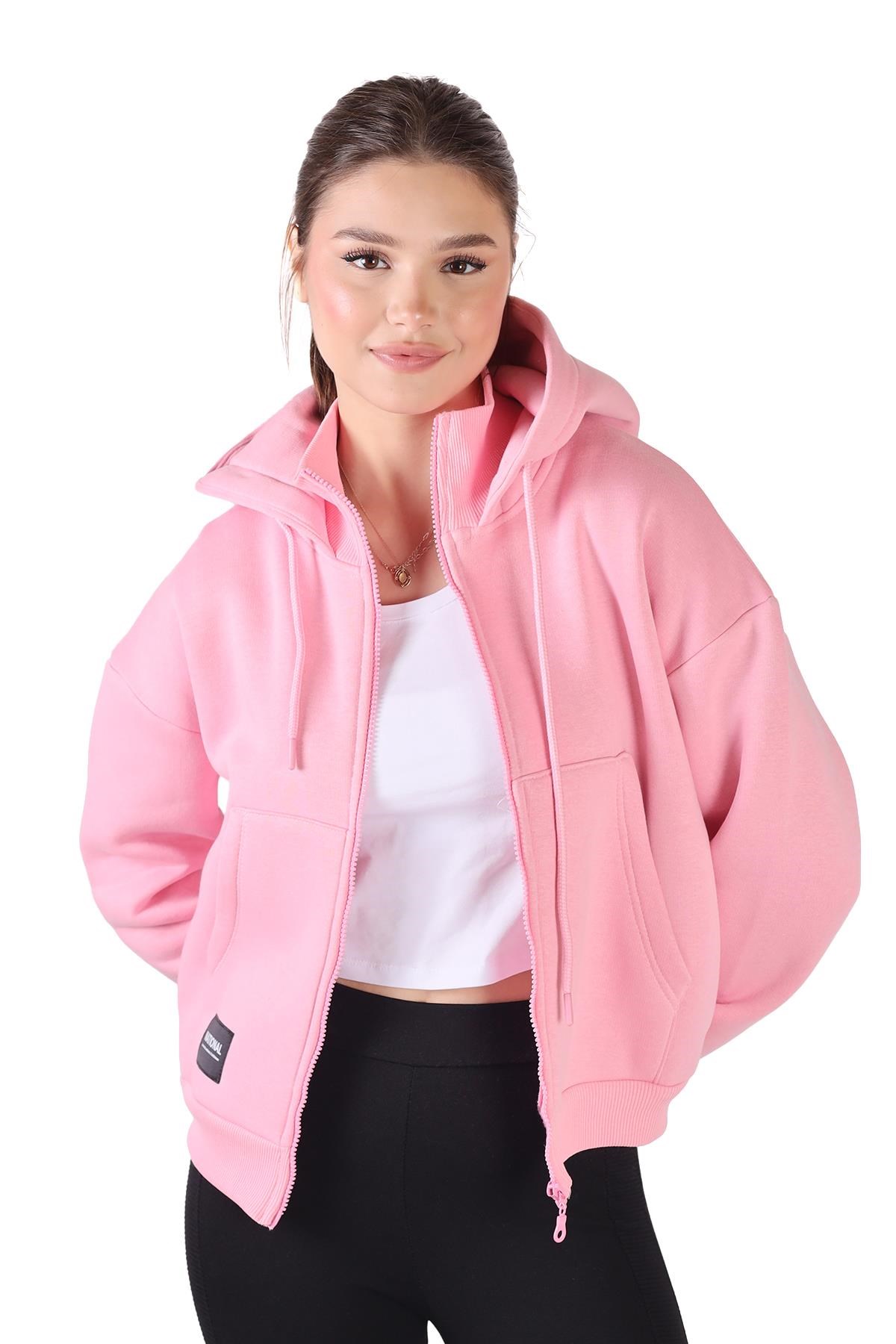 Pembe Fermuar Detay Sweat 9171M
