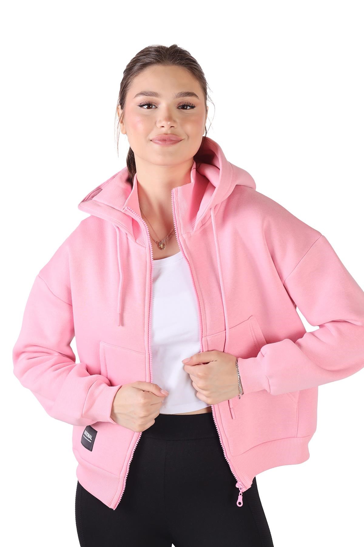 Pembe Fermuar Detay Sweat 9171M