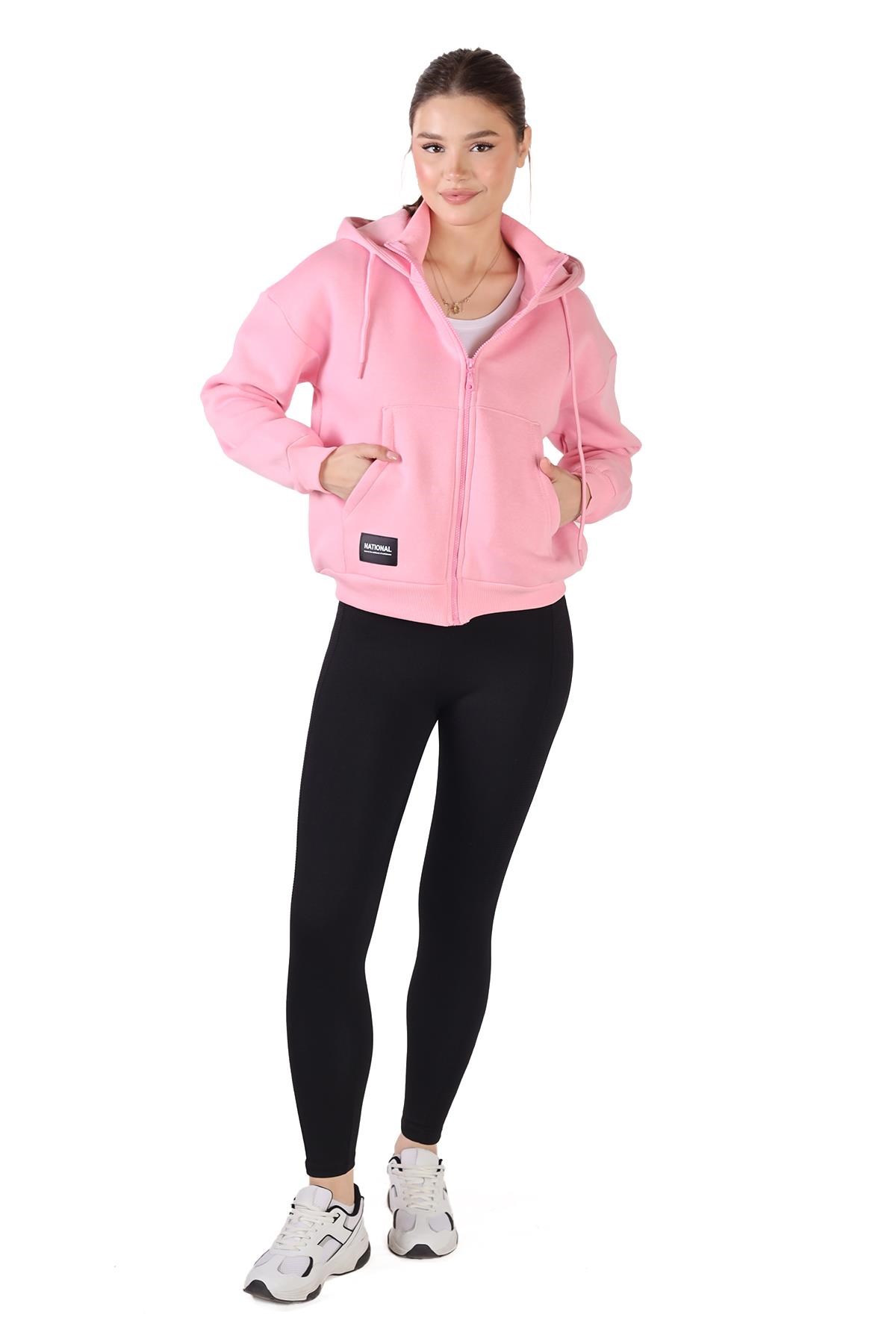 Pembe Fermuar Detay Sweat 9171M