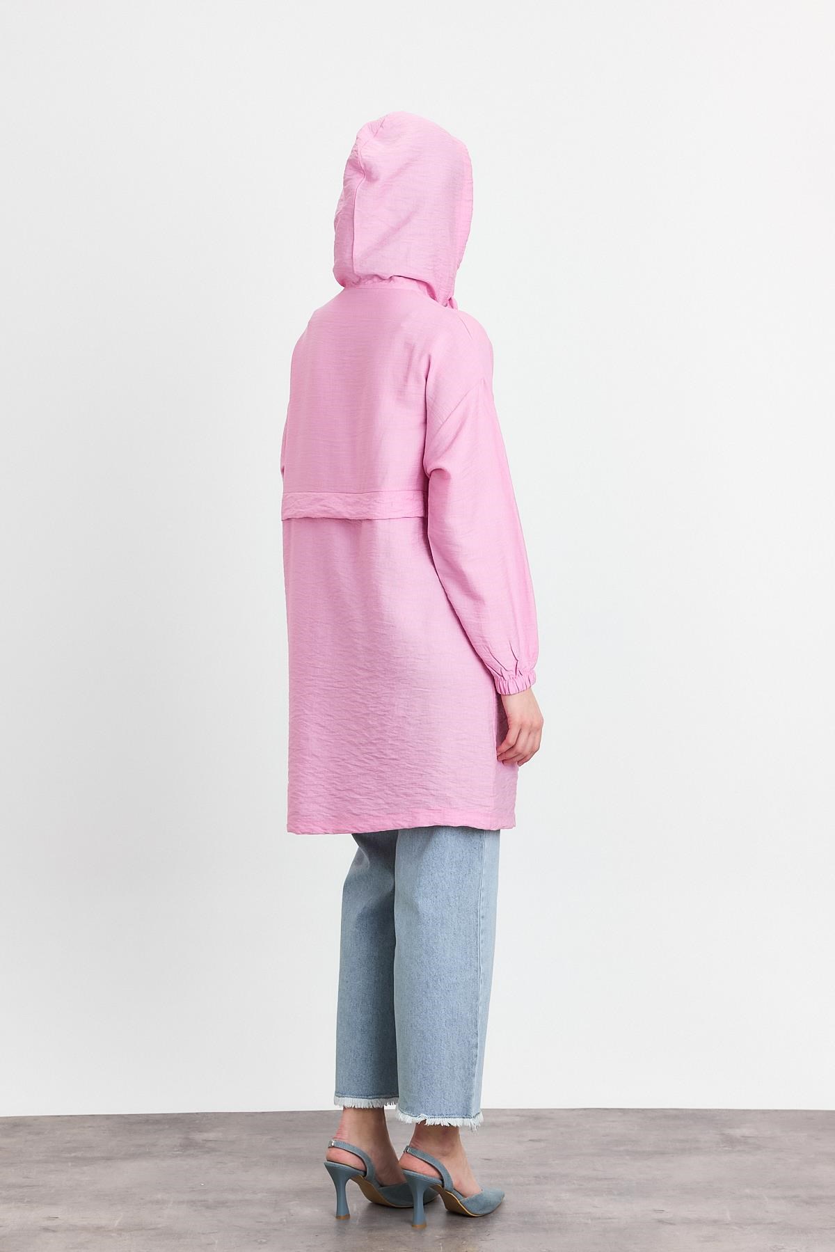Pembe Kapüşonlu Cepli Kap 4472A