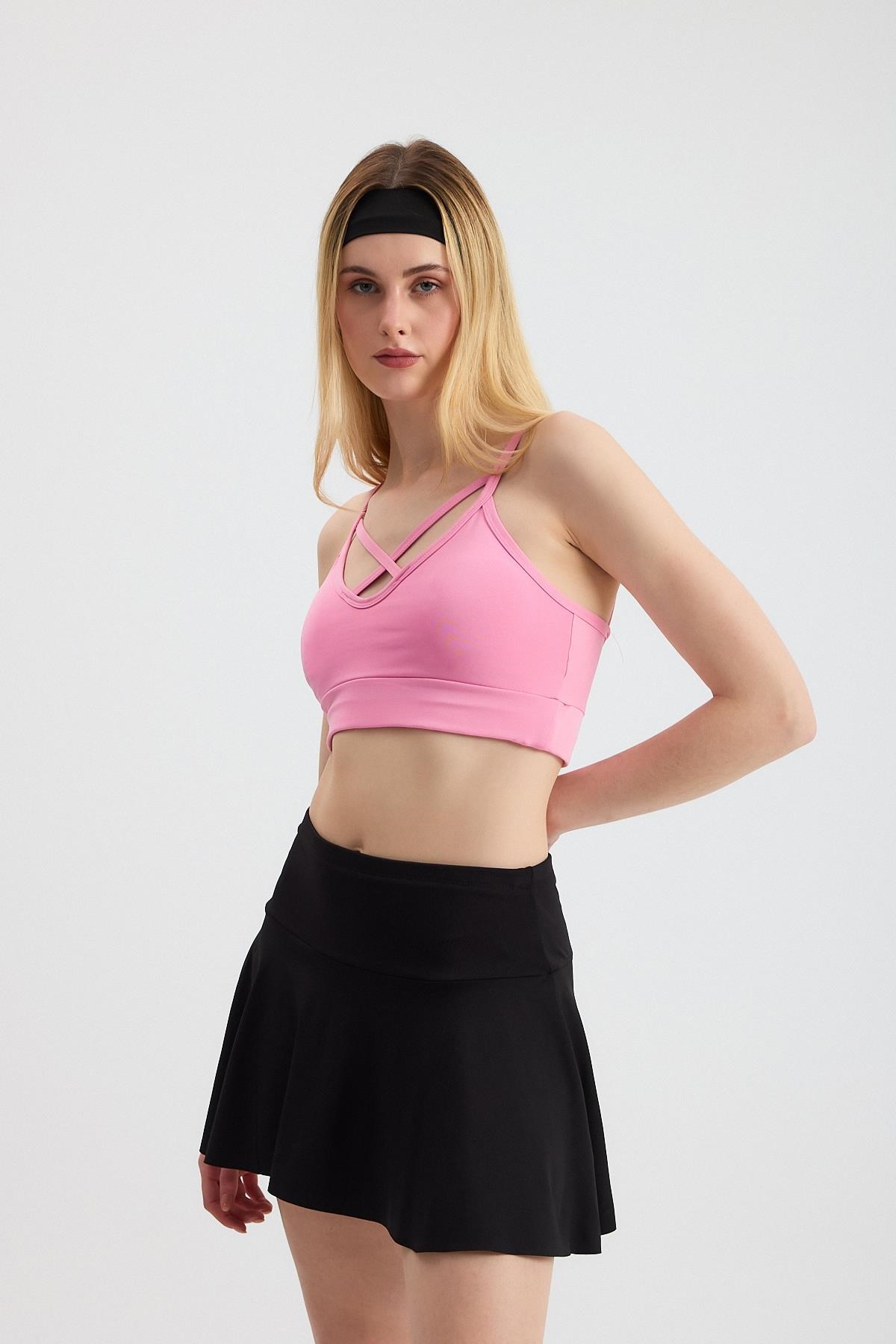 Pembe Ön Çapraz Detay Büstiyer 3002