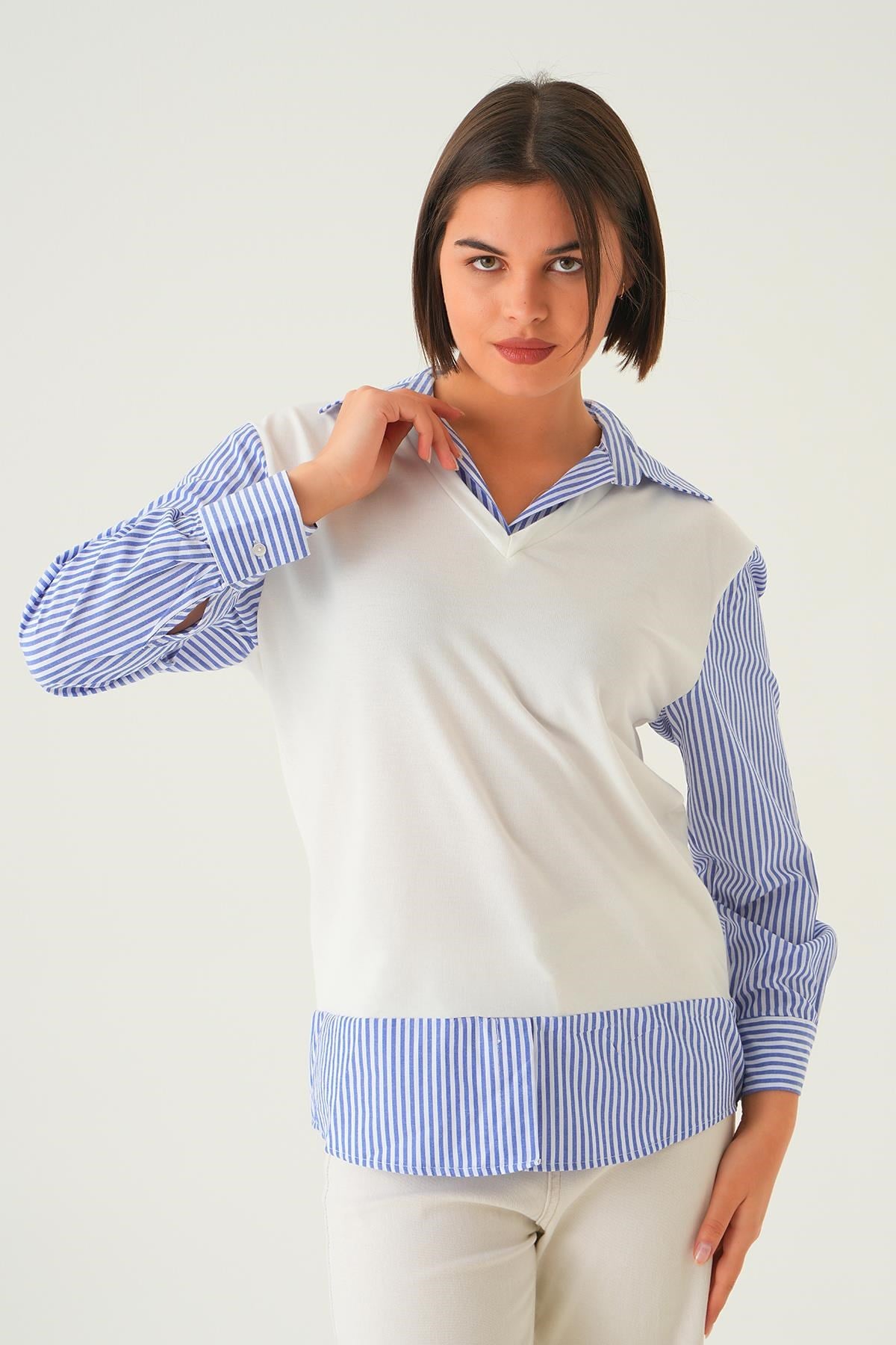 Saks Gömlek Detay Bluz 21521