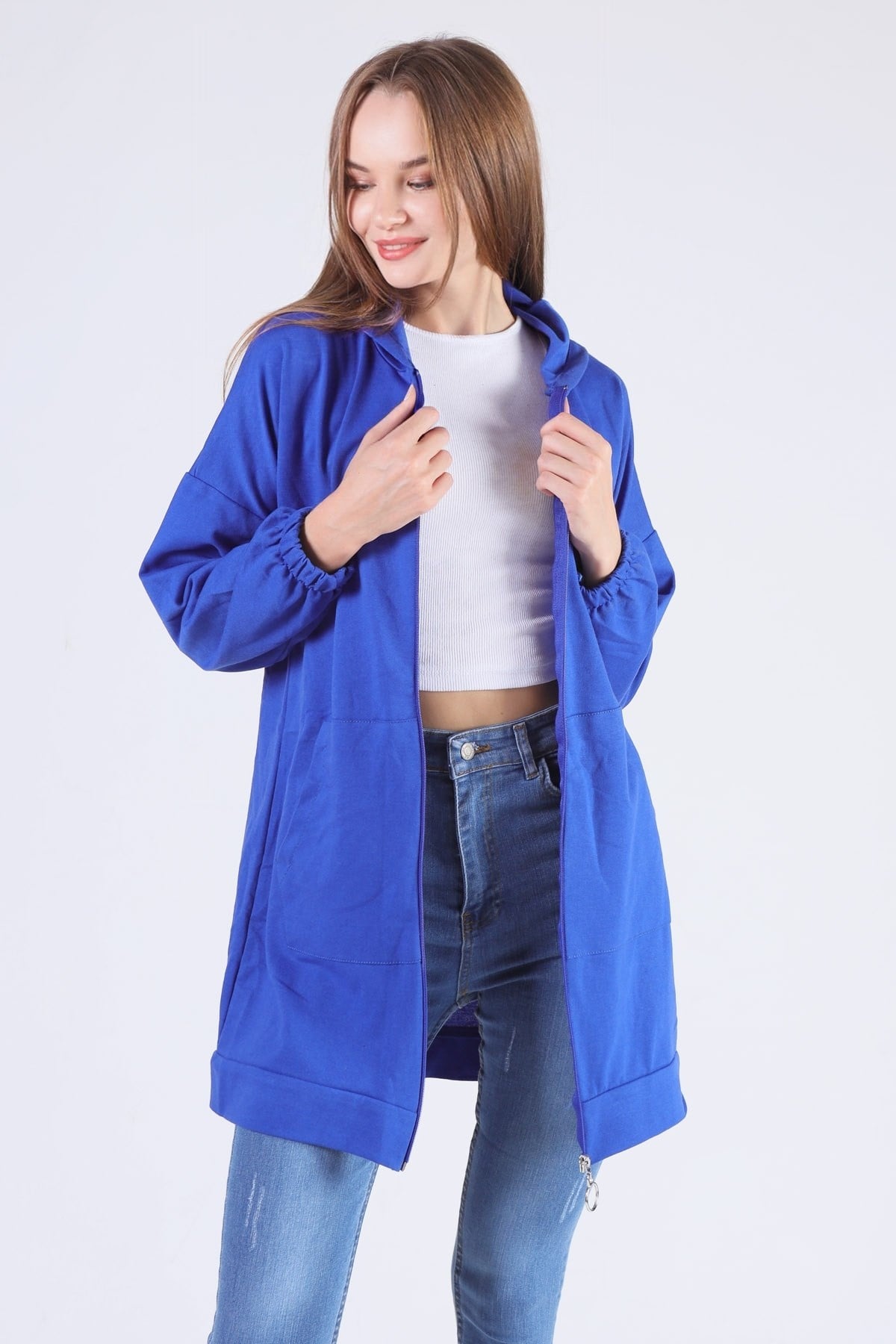 Saks Kanguru Cep Fermuarlı Sweat 808