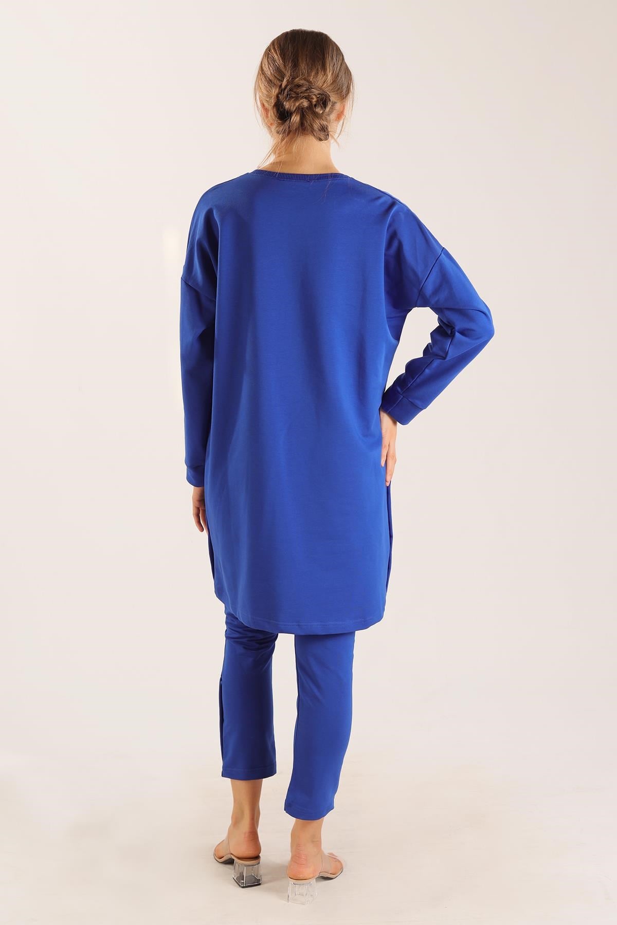 Saks Kolyeli Çıtçıt Detay Sweat Takım 3479