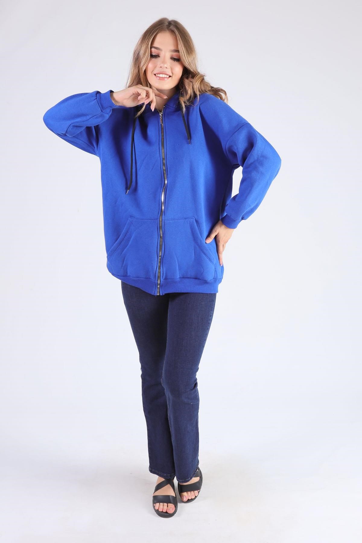 Saks Oversize Uzun Fermuarlı Sweat 8124M