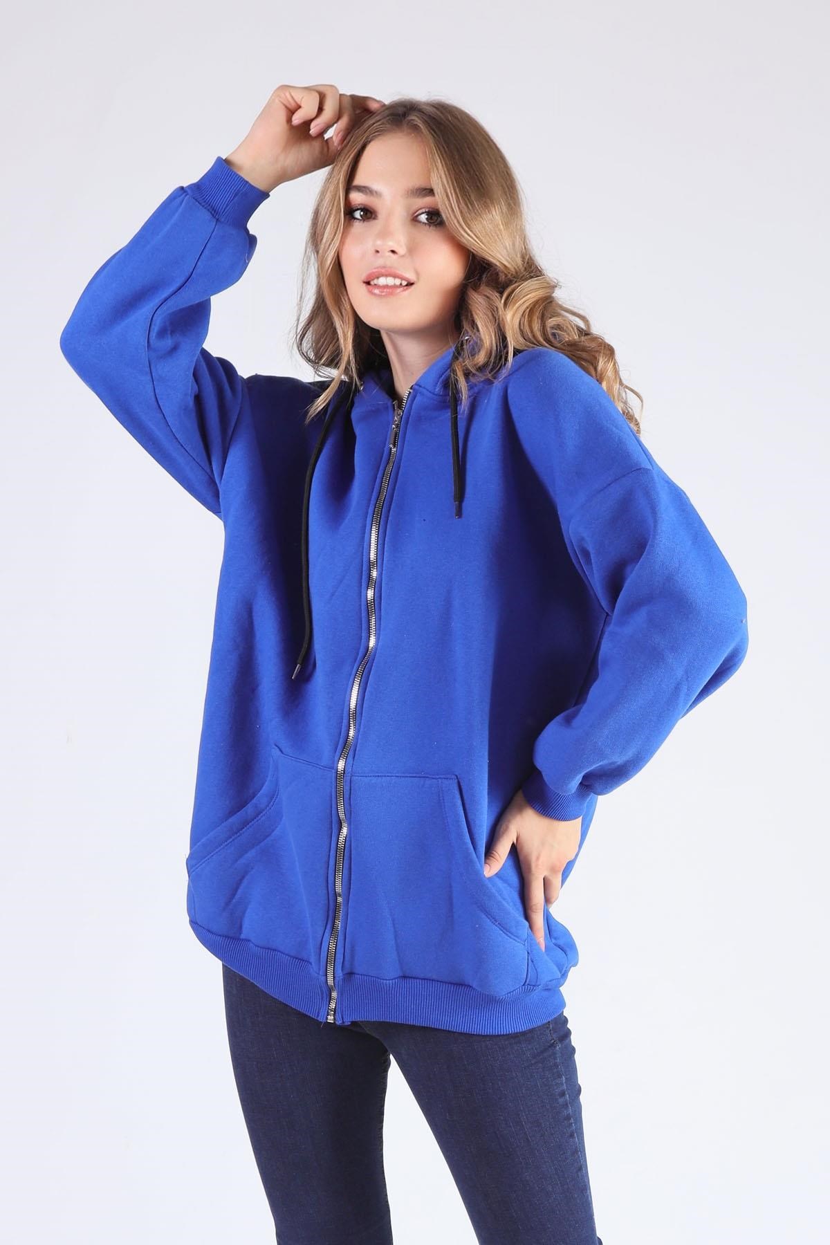 Saks Oversize Uzun Fermuarlı Sweat 8124M