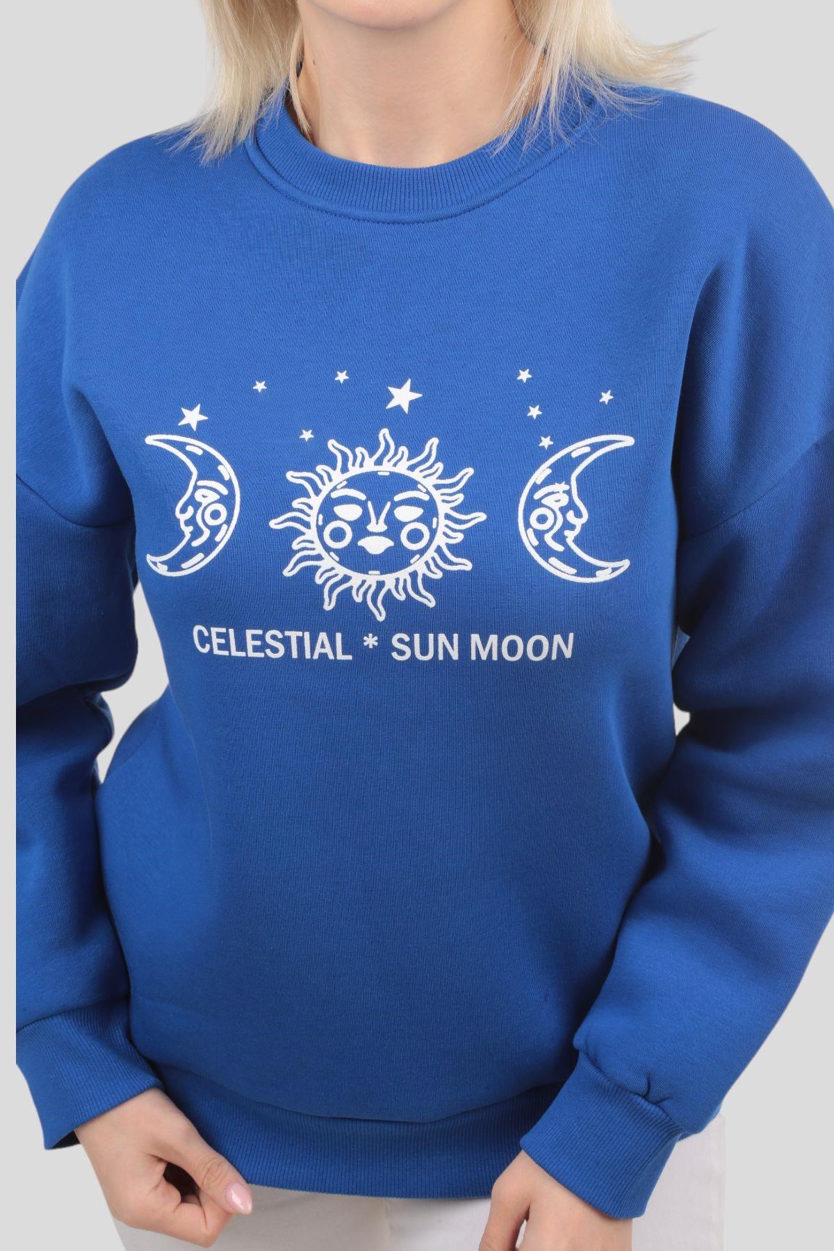Saks Sun Moon Baskı Sweat 9016M