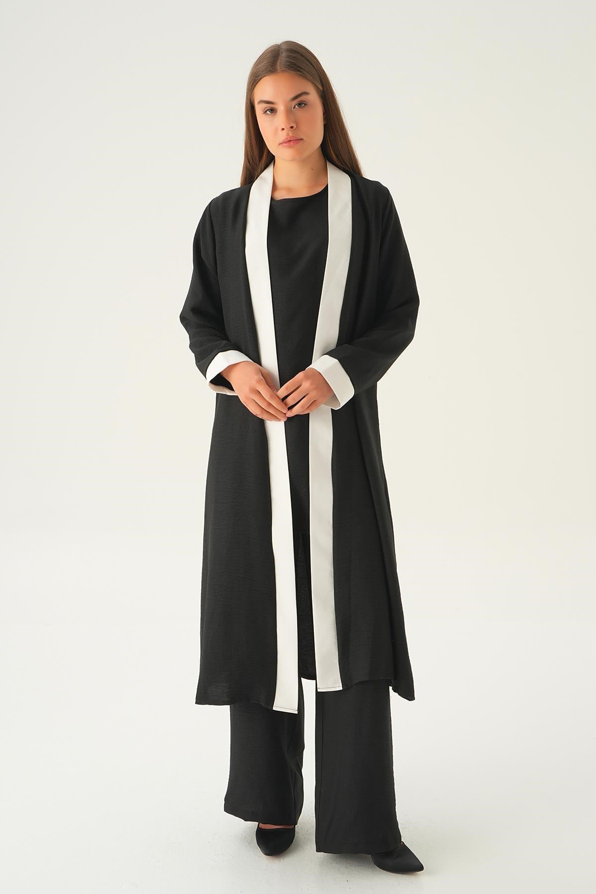 Siyah 3'lü Kimono Takım 4018A