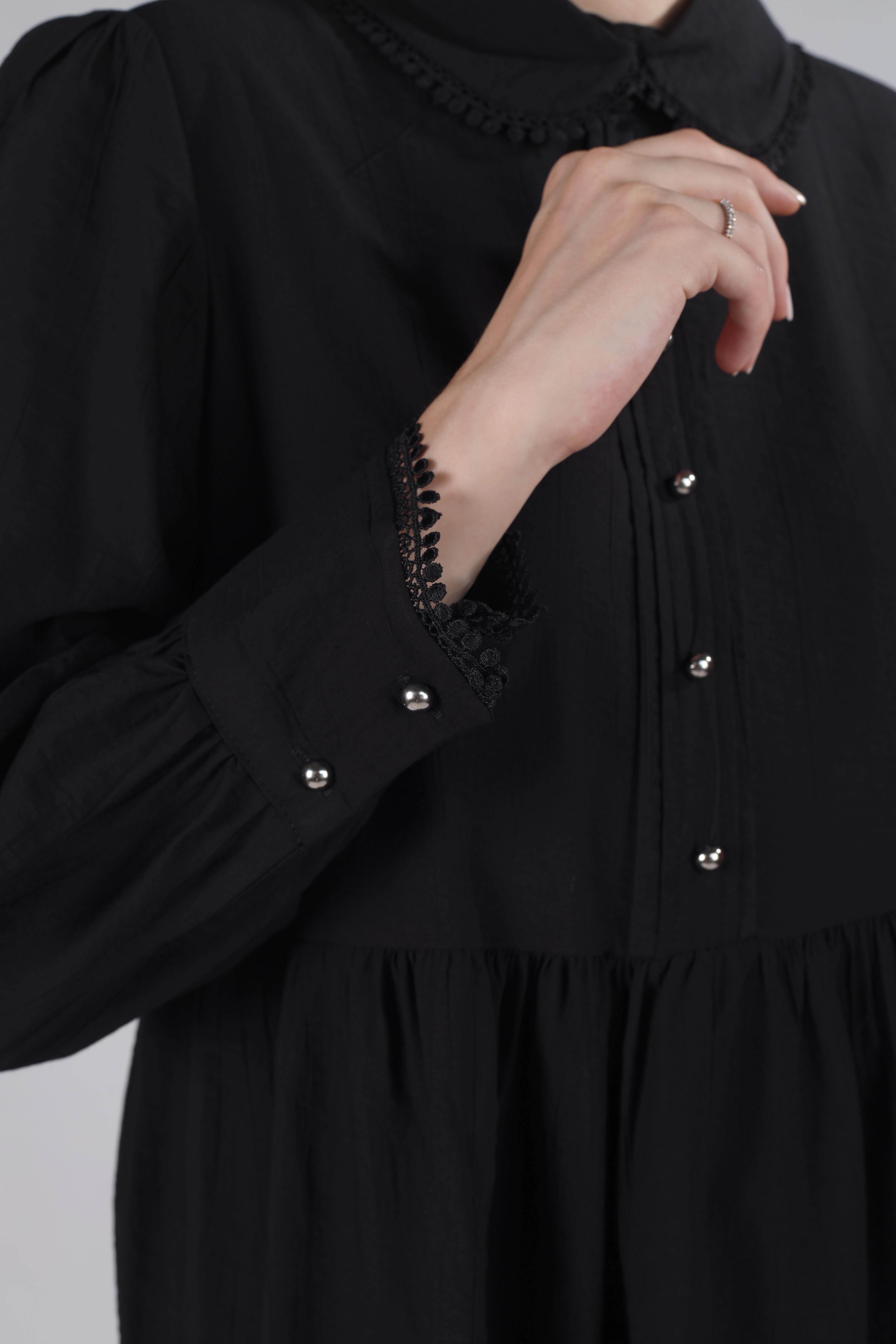 Siyah Bebe Yaka Tunik 4069A