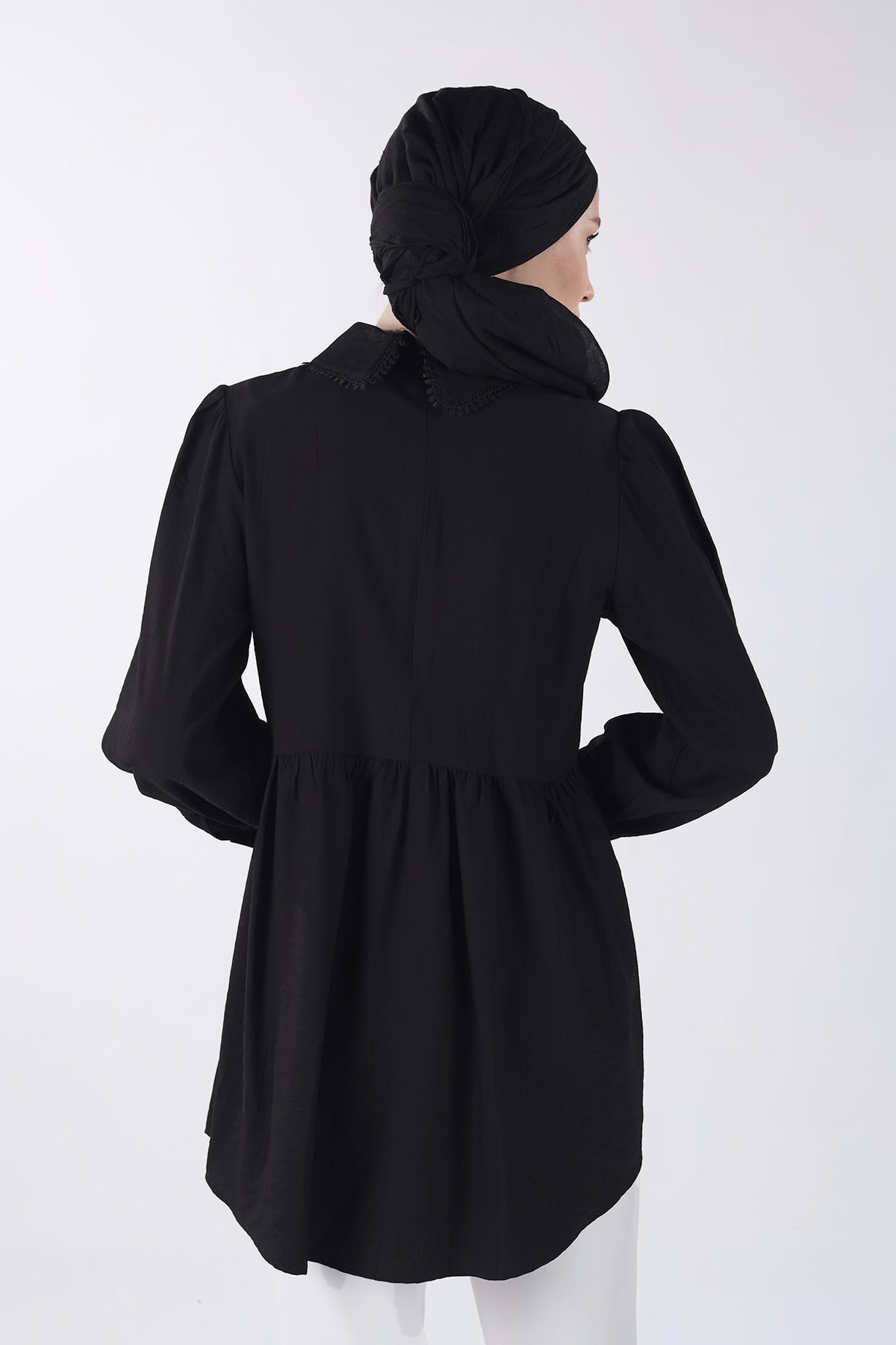 Siyah Bebe Yaka Tunik 4069A