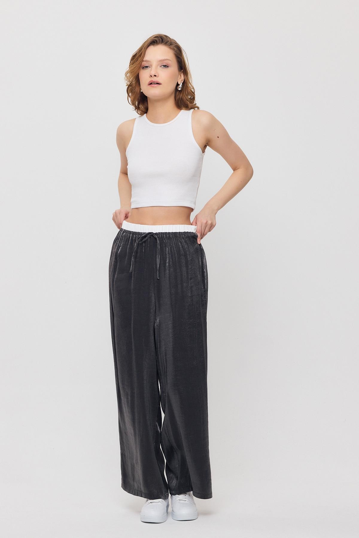 Siyah Bel Lastikli Pantolon 4328A