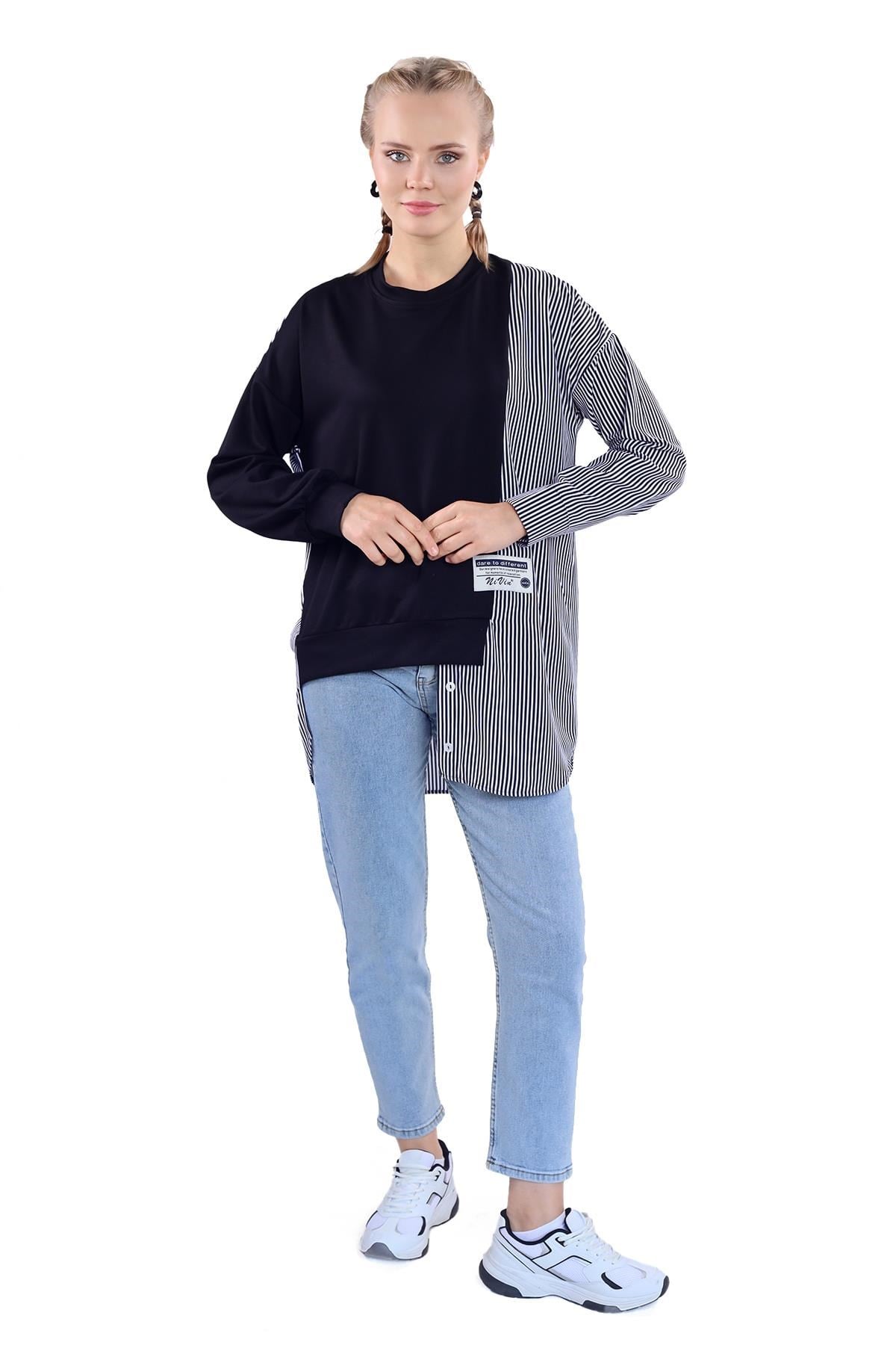 Siyah İki Renk Tunik 18638