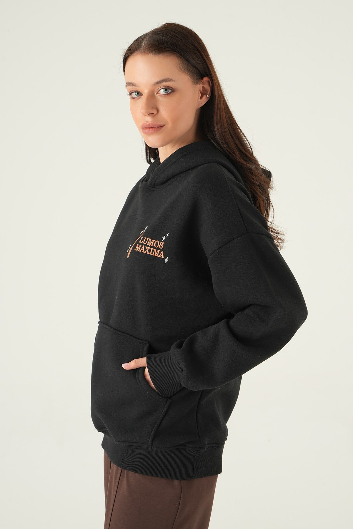 Siyah Kapüşonlu Sweat 1203
