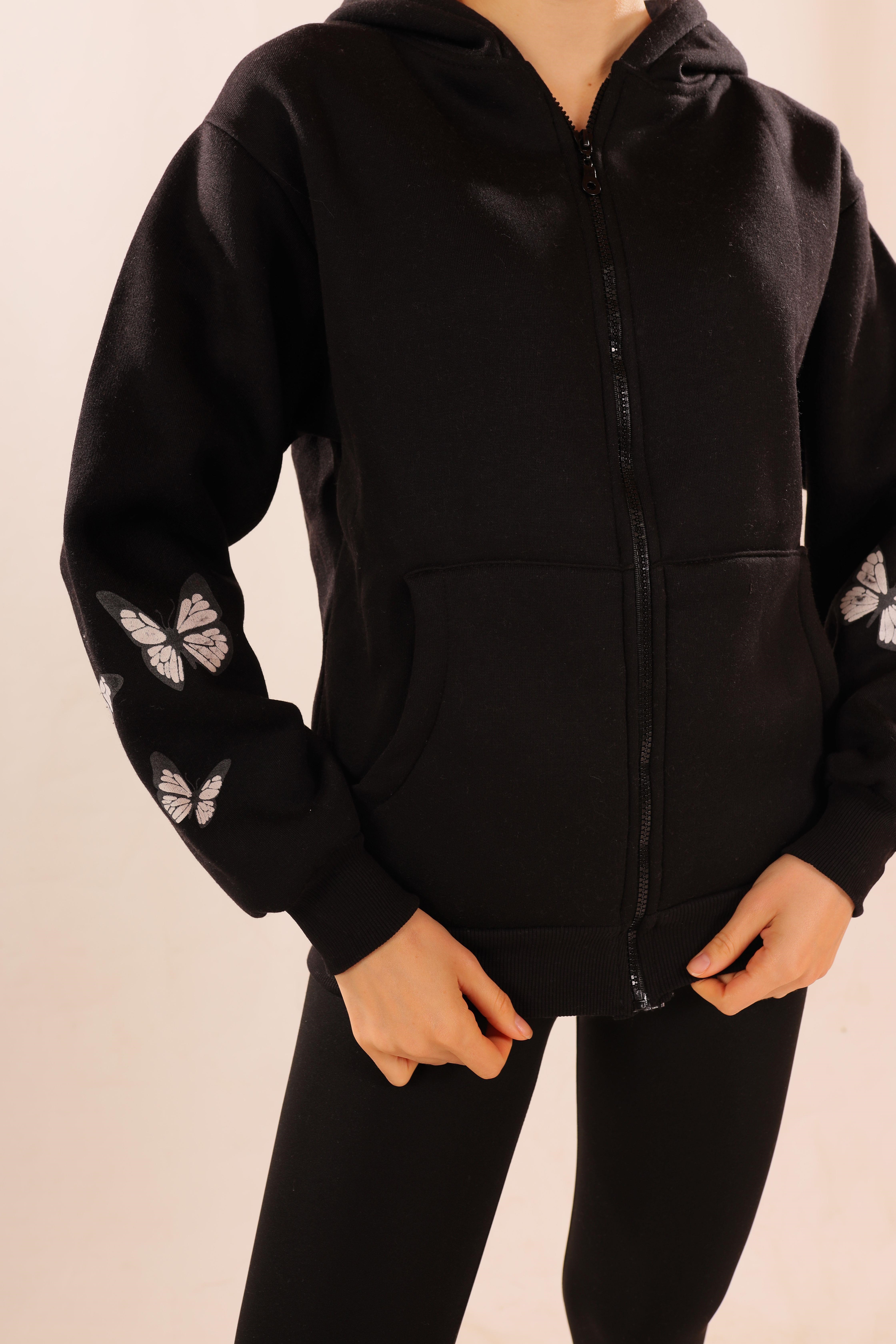 Siyah Kuru Kafa Baskı Sweat 1800