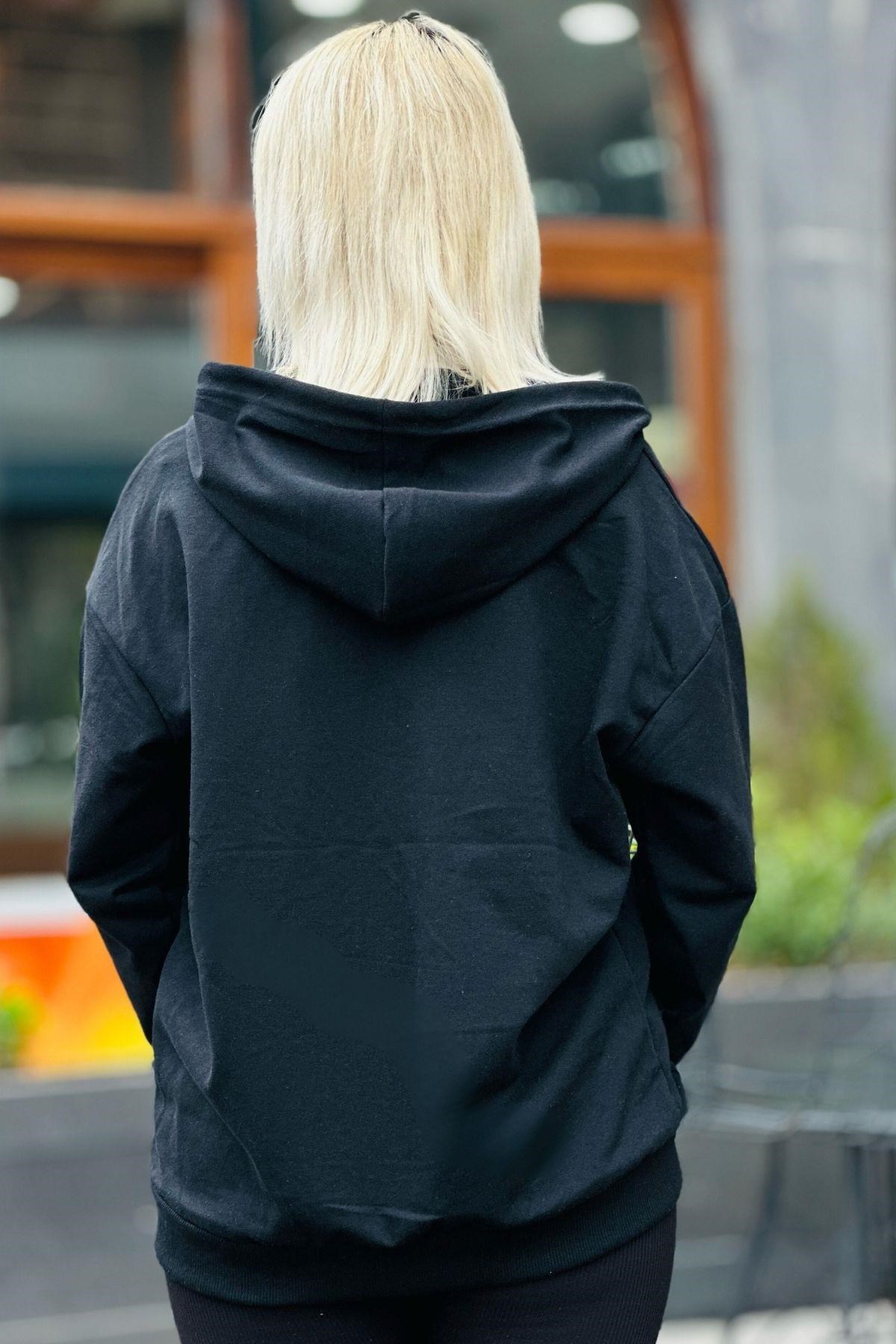 Siyah Miami Baskılı Sweat 8637