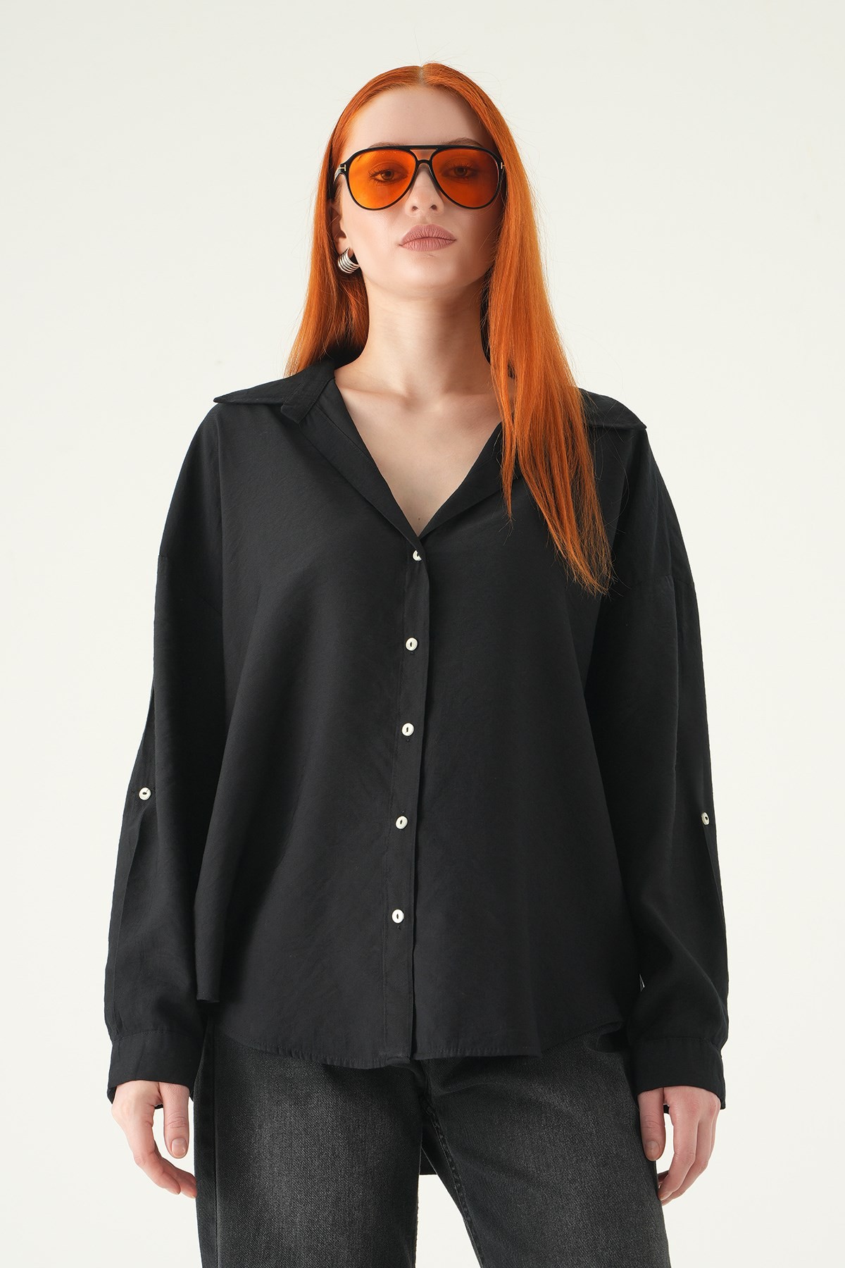 Siyah Oversize Gömlek 2893