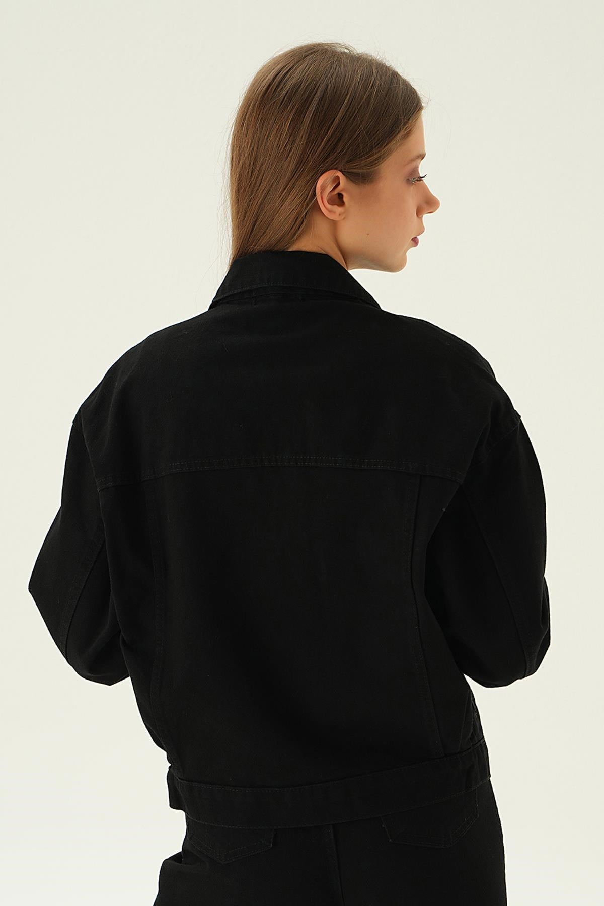 Siyah Oversize Kot Ceket 7084