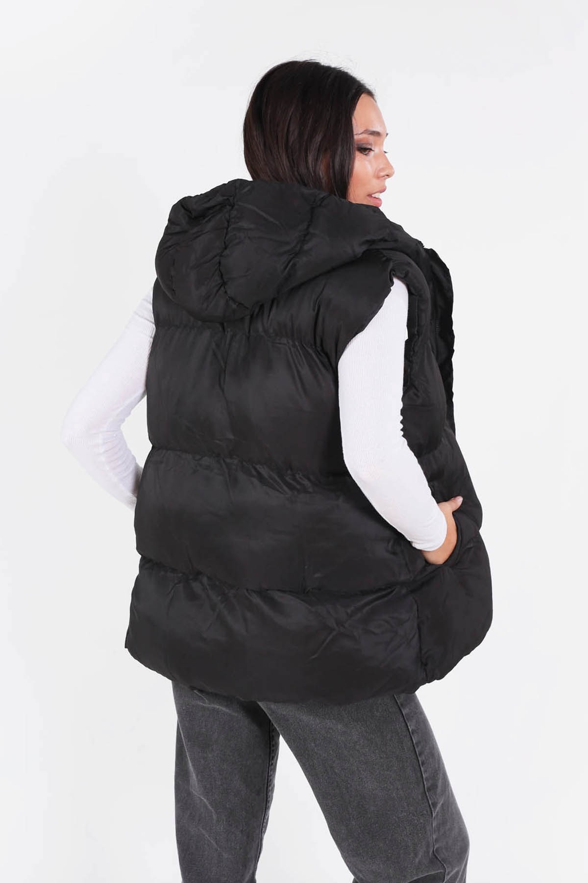 Siyah Oversize Yelek 0015-1
