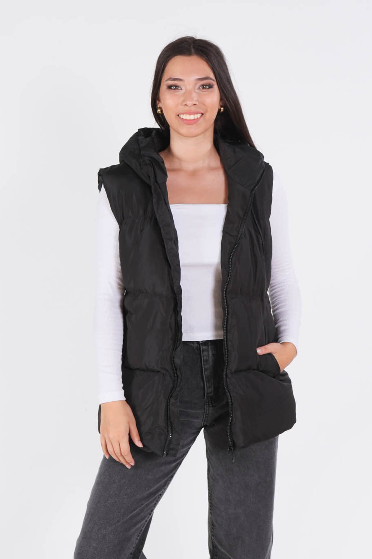Siyah Oversize Yelek 0015-1