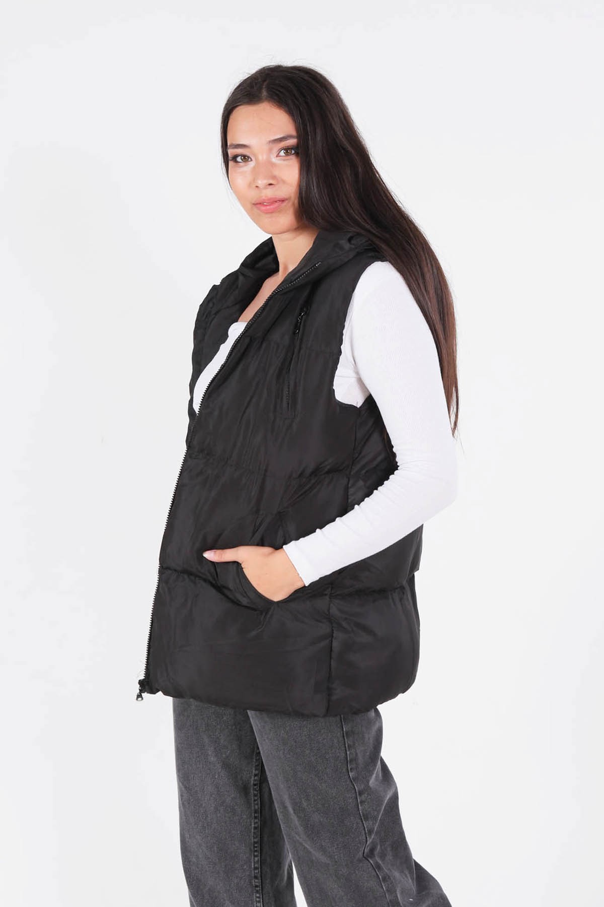 Siyah Oversize Yelek 0015-1