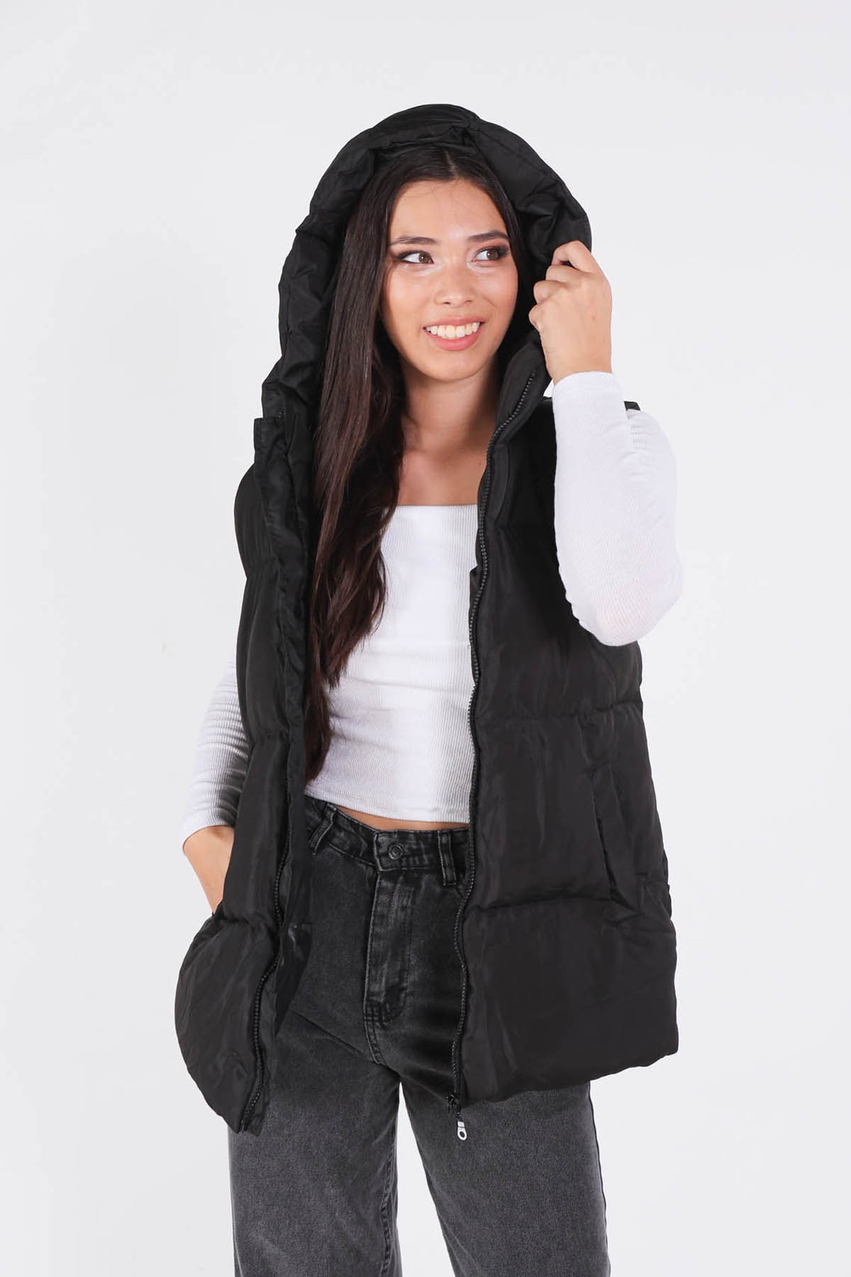 Siyah Oversize Yelek 0015-1