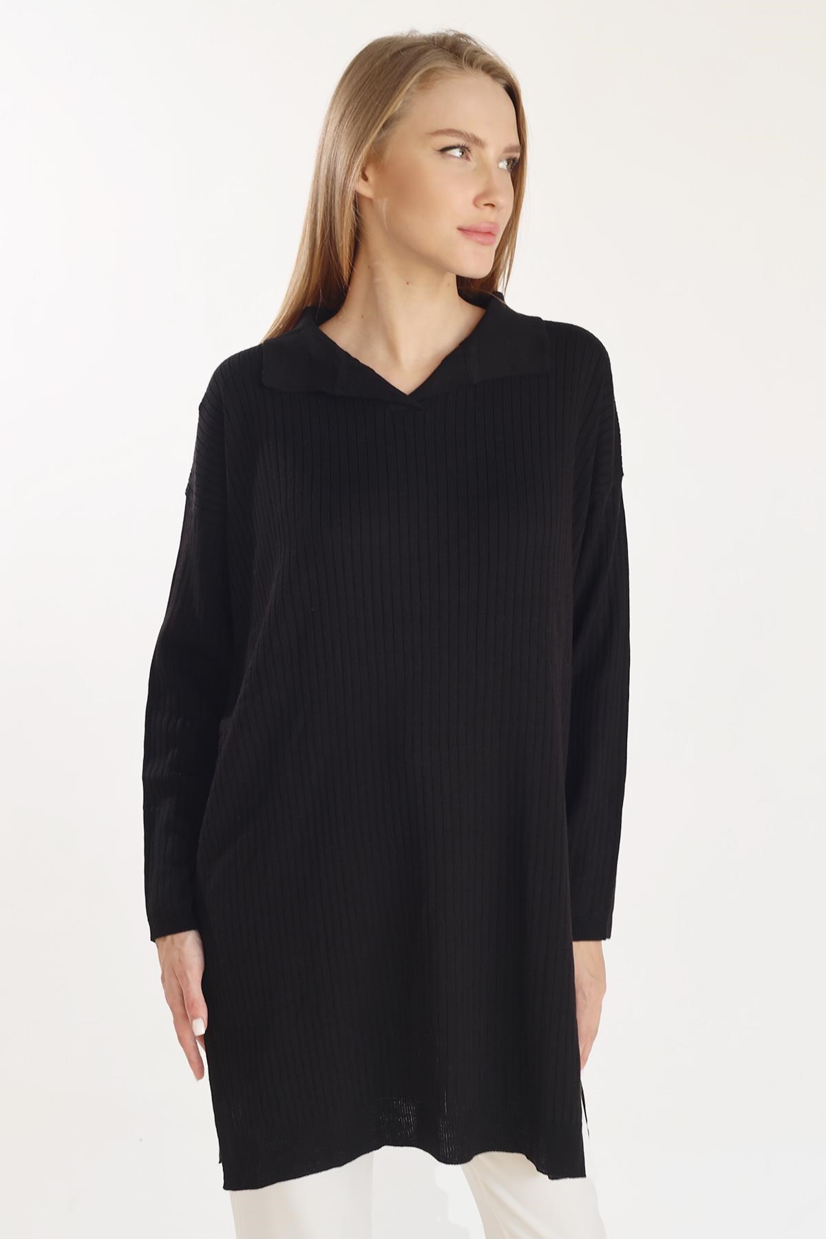 Siyah Polo Yaka Tunik 5410