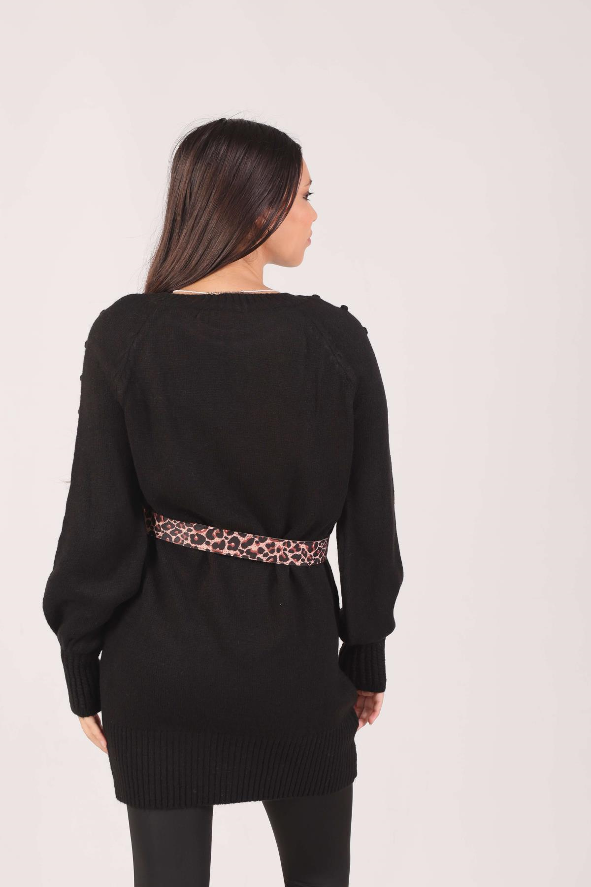 Siyah Ponponlu Triko Tunik 1105
