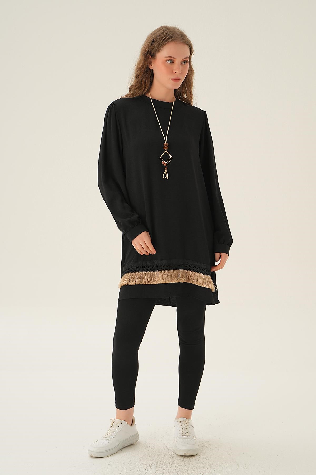 Siyah Püsküllü Tunik 25054