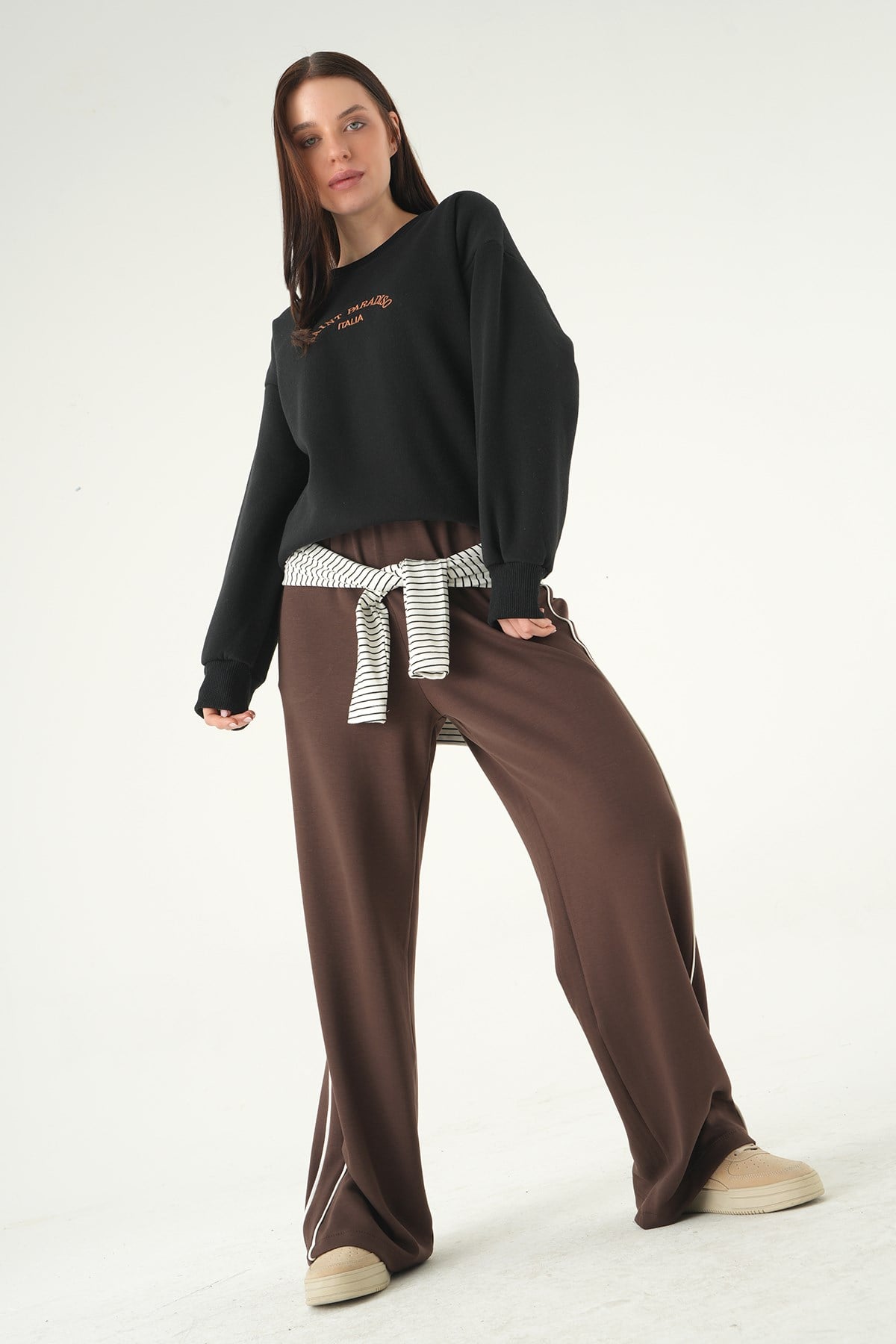 Siyah Saint Paradiso Baskılı Sweat 1036