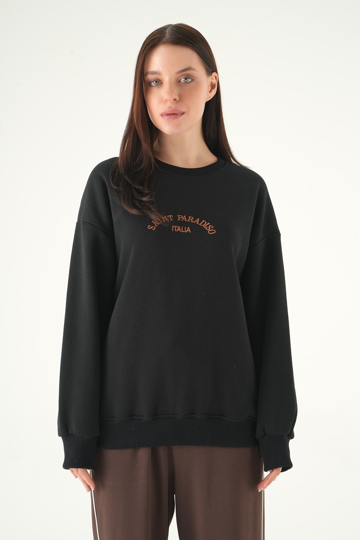 Siyah Saint Paradiso Baskılı Sweat 1036
