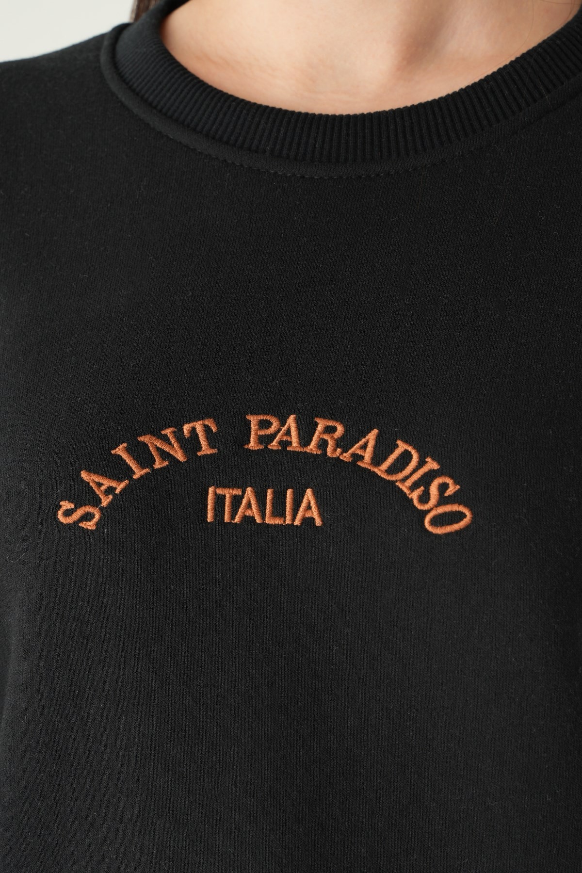 Siyah Saint Paradiso Baskılı Sweat 1036