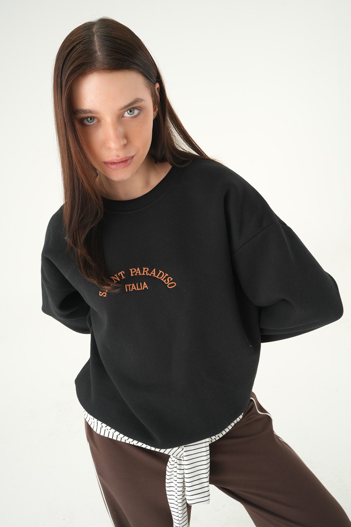 Siyah Saint Paradiso Baskılı Sweat 1036
