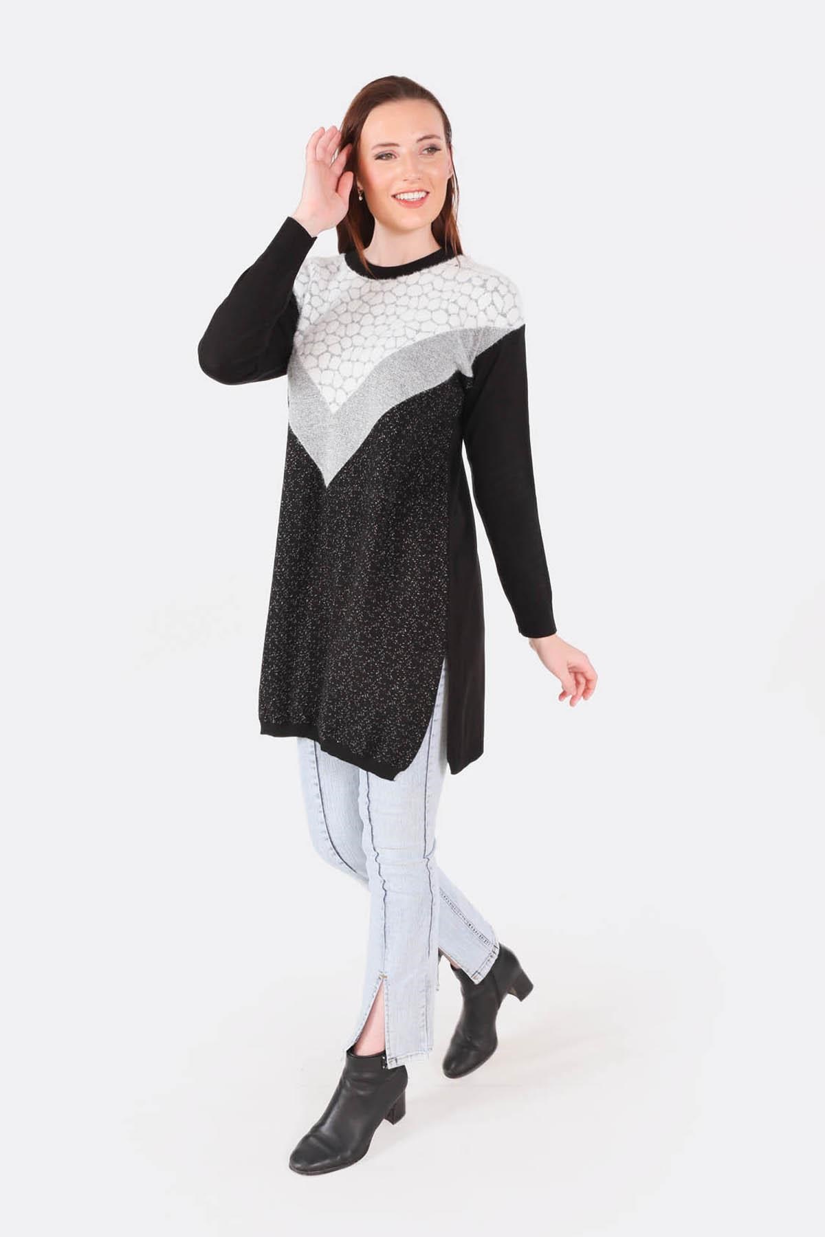 Siyah Simli Triko Tunik 1475