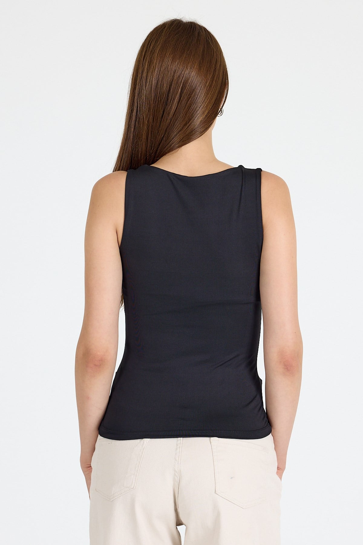 Siyah Slim Fit Kolsuz Basic Atlet 9194M