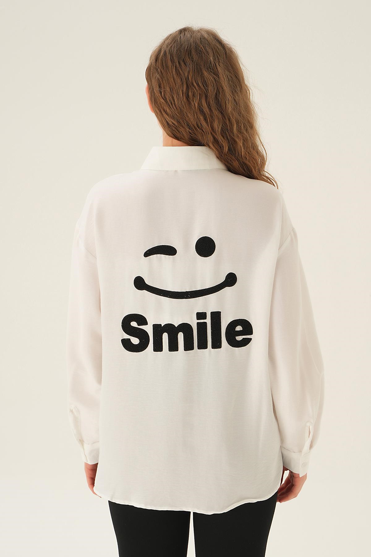 Siyah Smile Baskı Gömlek 71440