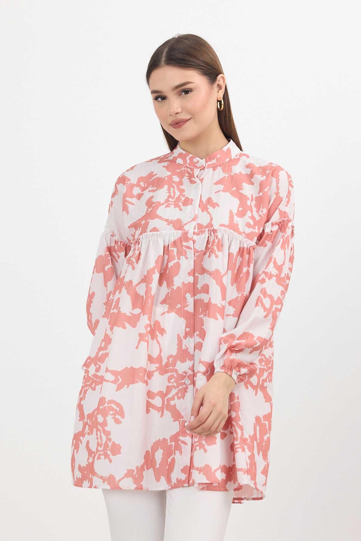 Somon Desenli Kol Lastikli Tunik 4366A