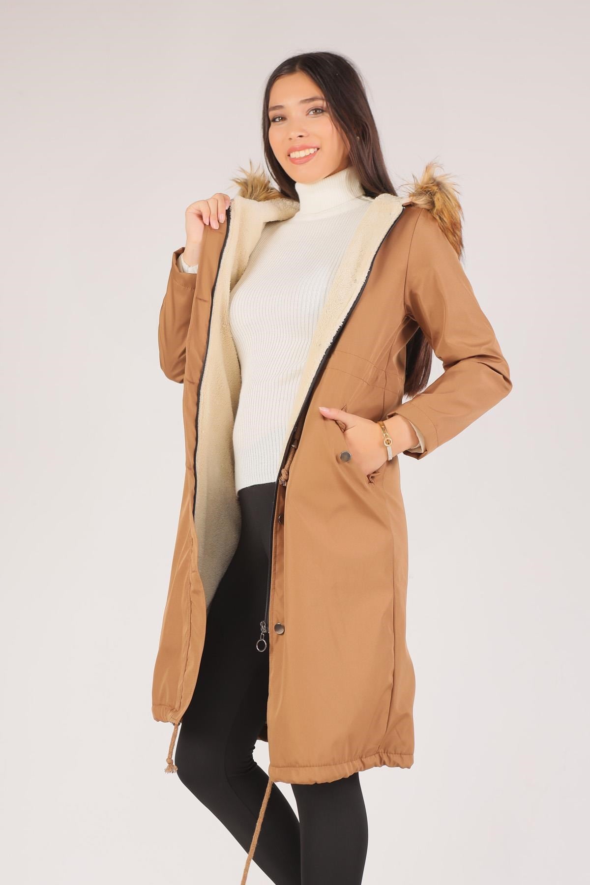 Taba İçi Kürklü Mont 30075