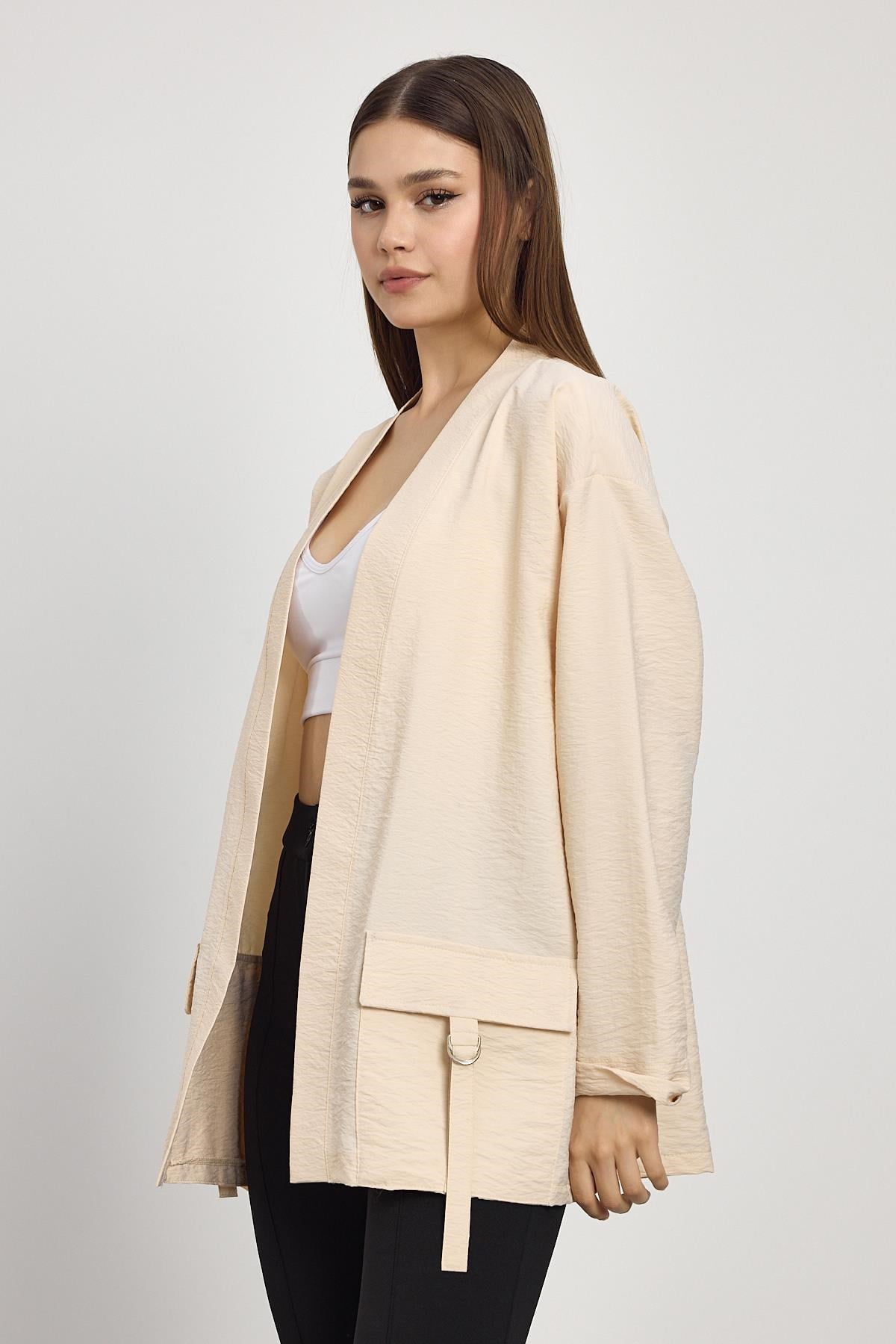 Taş Cep Detay Kimono 4194A