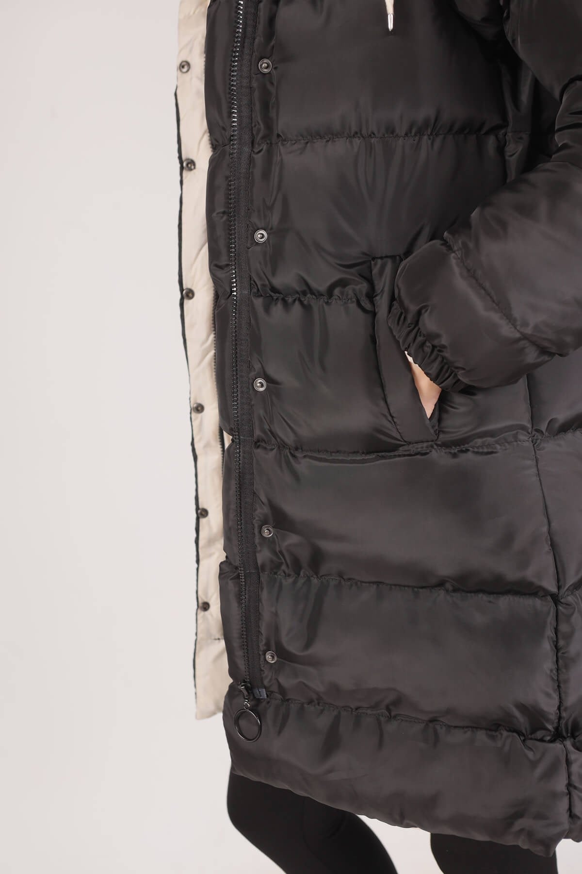 Taş Çift Renkli Oversize Mont 0021-1