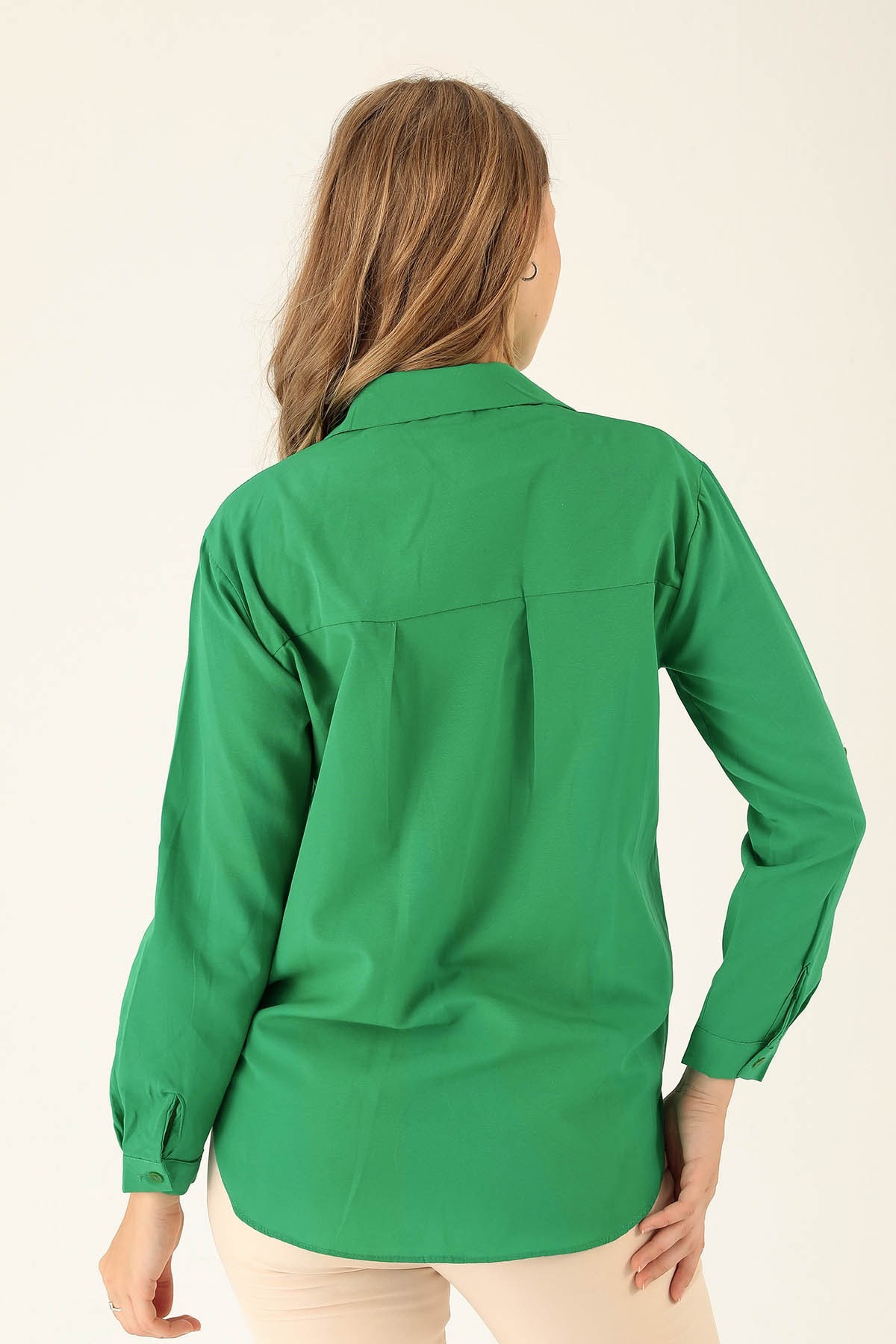 Tek Cepli Kolyeli Bayan Gömlek - 6785A Benetton Yeşili