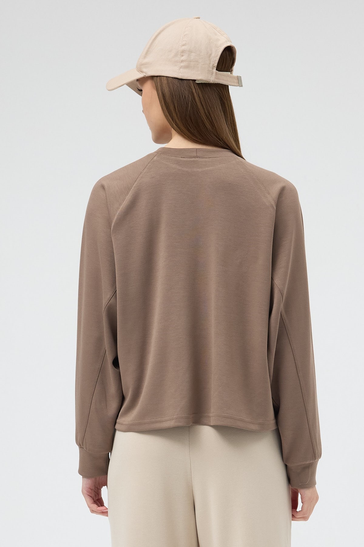 Vizon Oversize Bisiklet Yaka Kadın Sweat 8251A