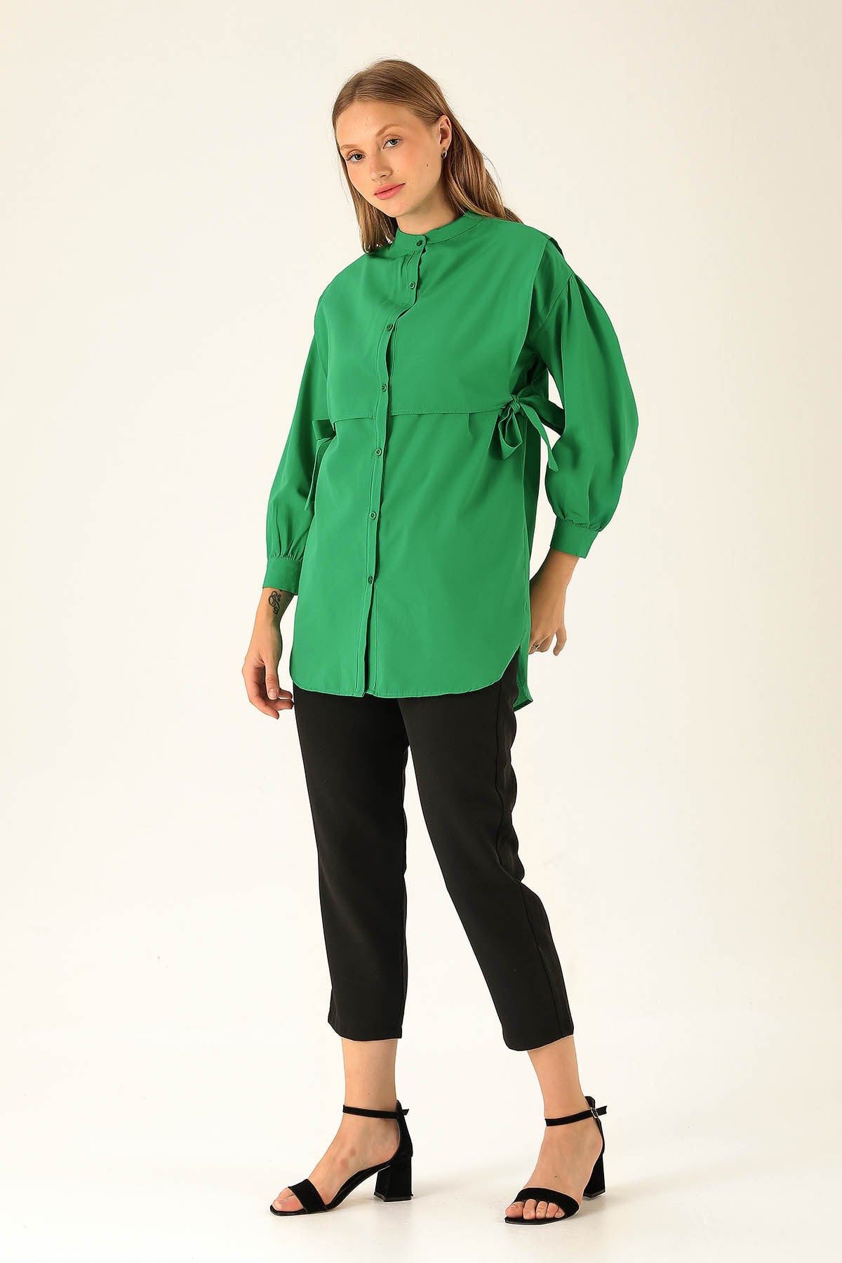 Yandan Bağlamalı Tunik - 6197A Benetton Yeşili