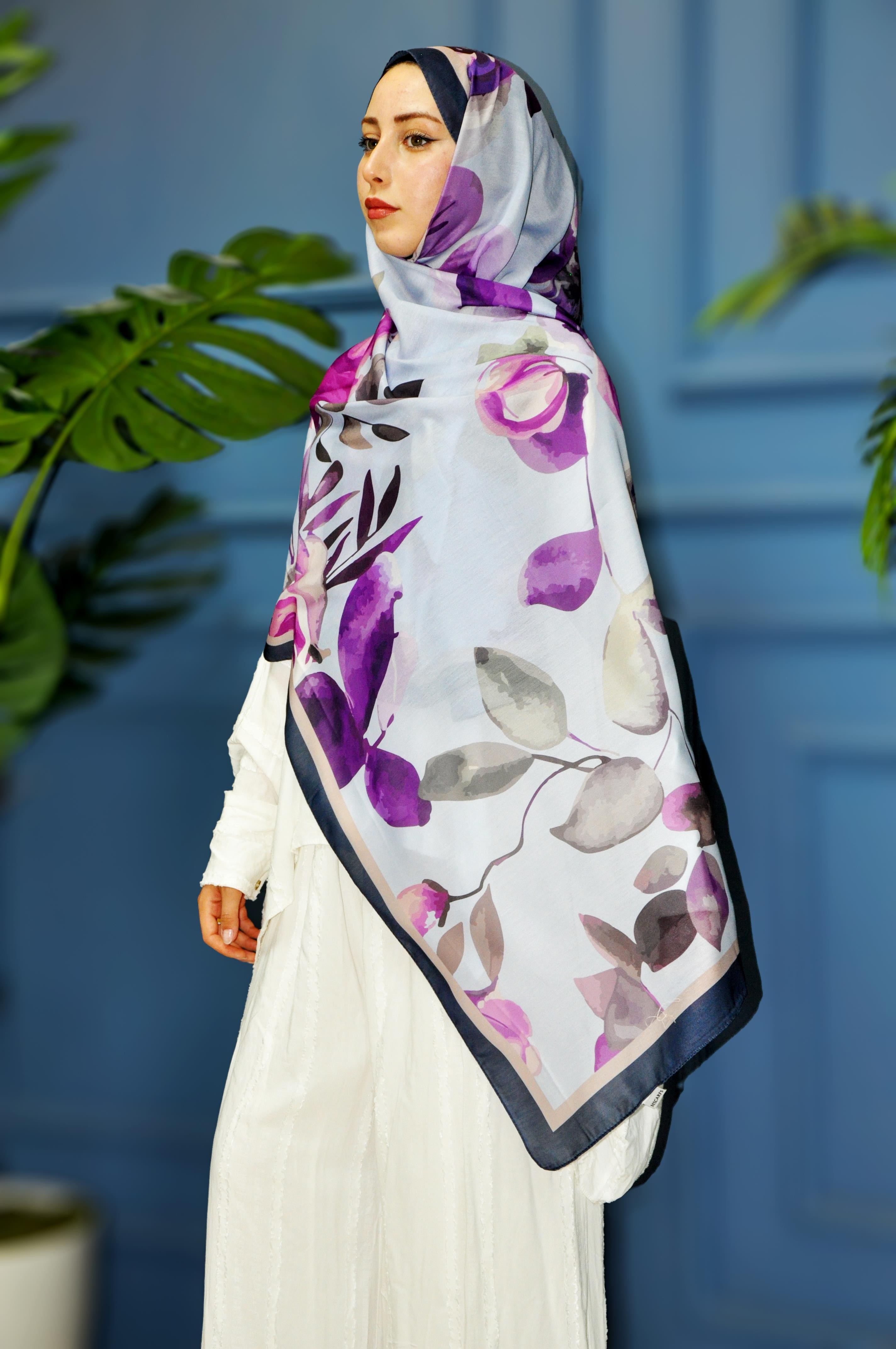 Iris Desen Şal Mor Sümbül