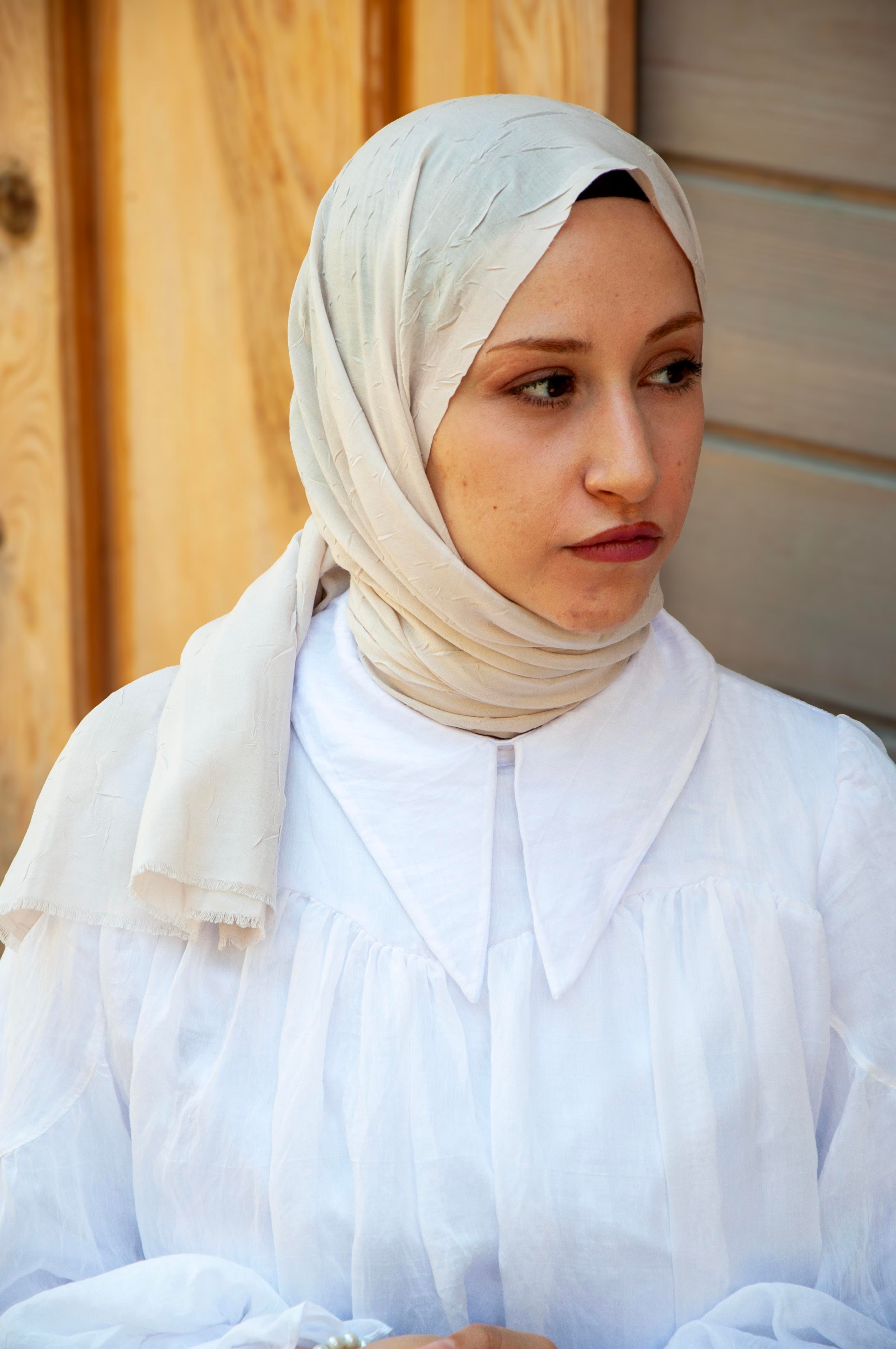 Mscarfs Bambu Kraş Şal Ekru