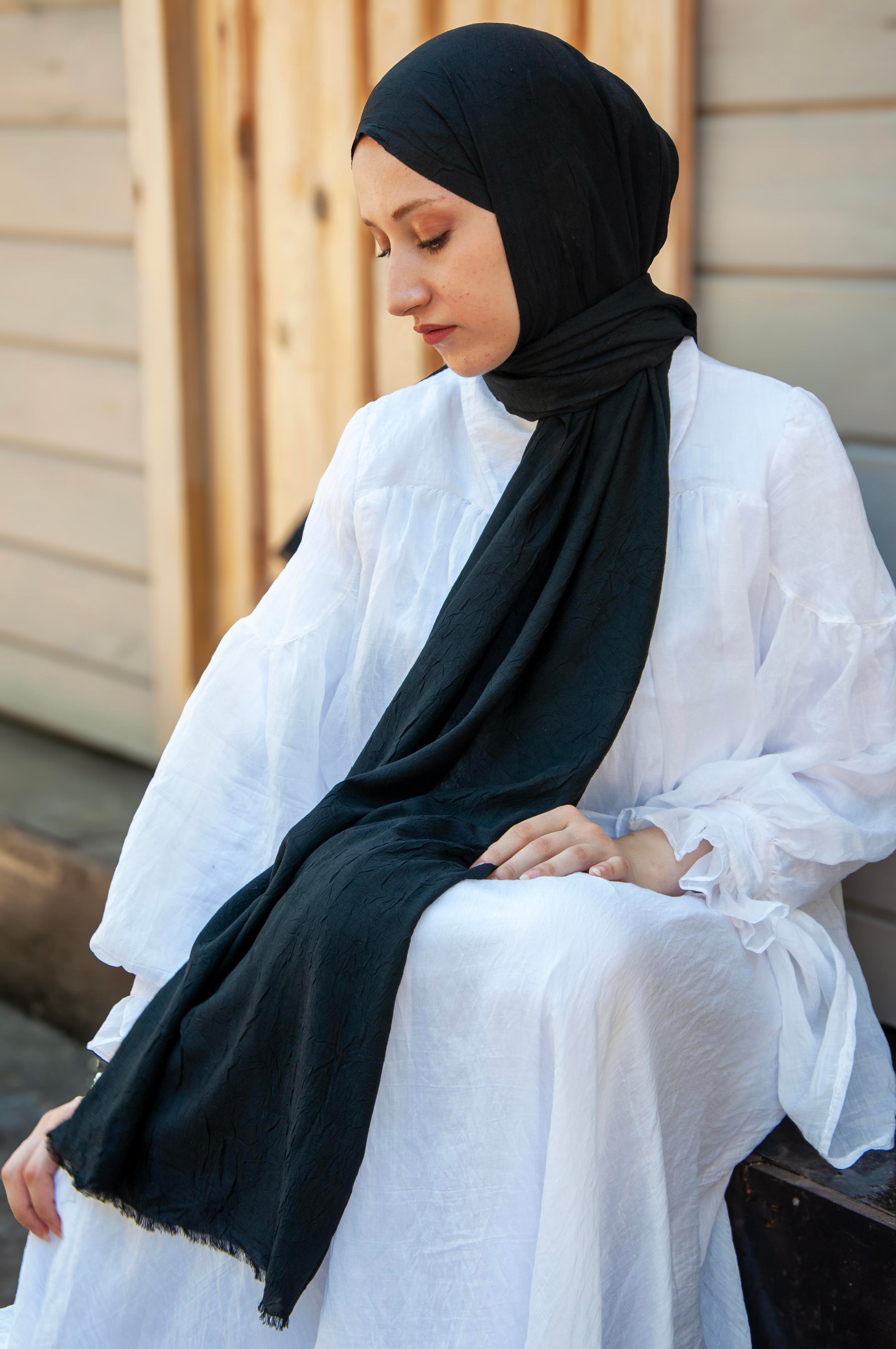 Mscarfs Bambu Kraş Şal Siyah